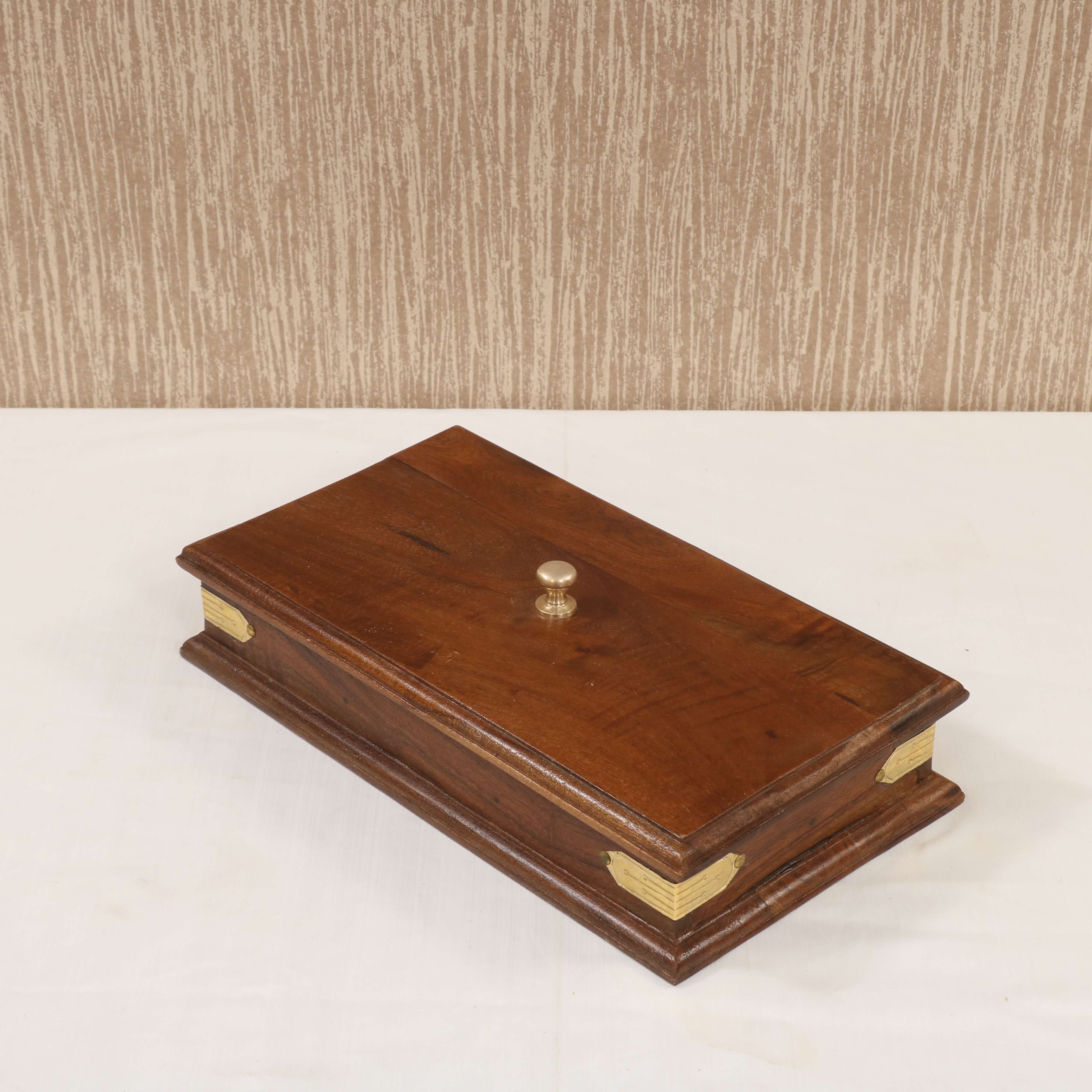 Rectangle Box with brass fitting Wooden Box