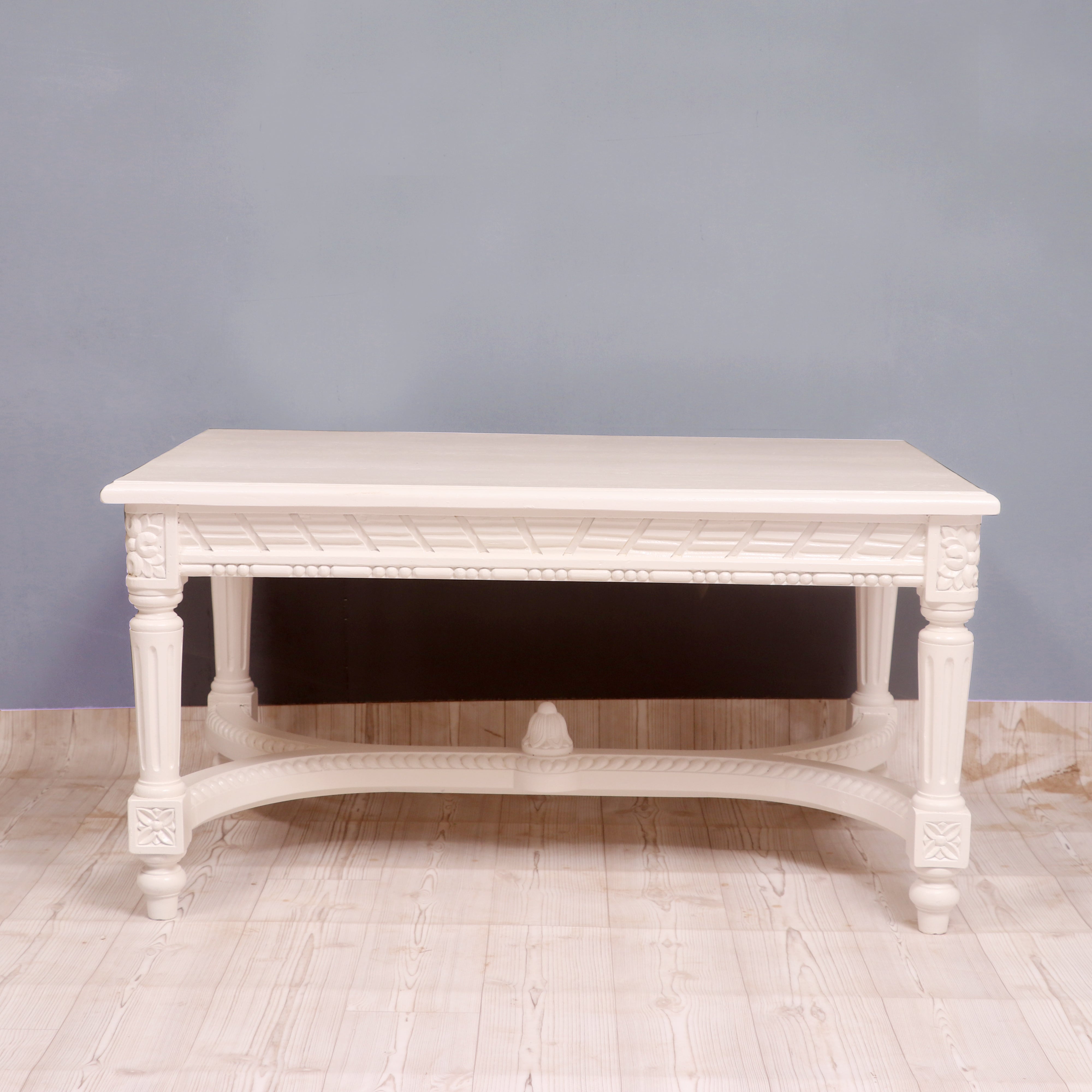 Ethnic carved intricate design white duco teak wood Coffee table Coffee Table