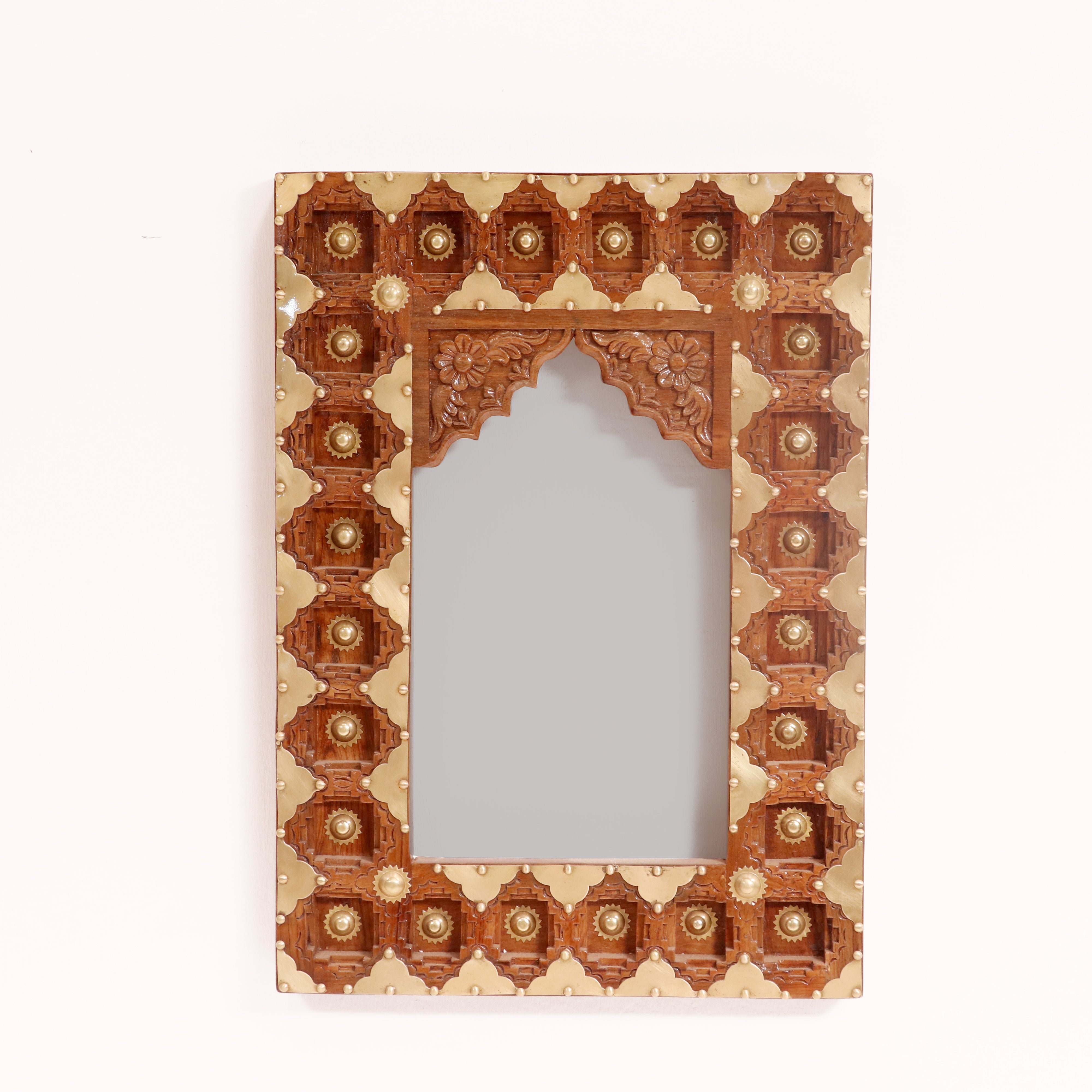 Brass carved boundary Rajasthani work Mirror Mirror