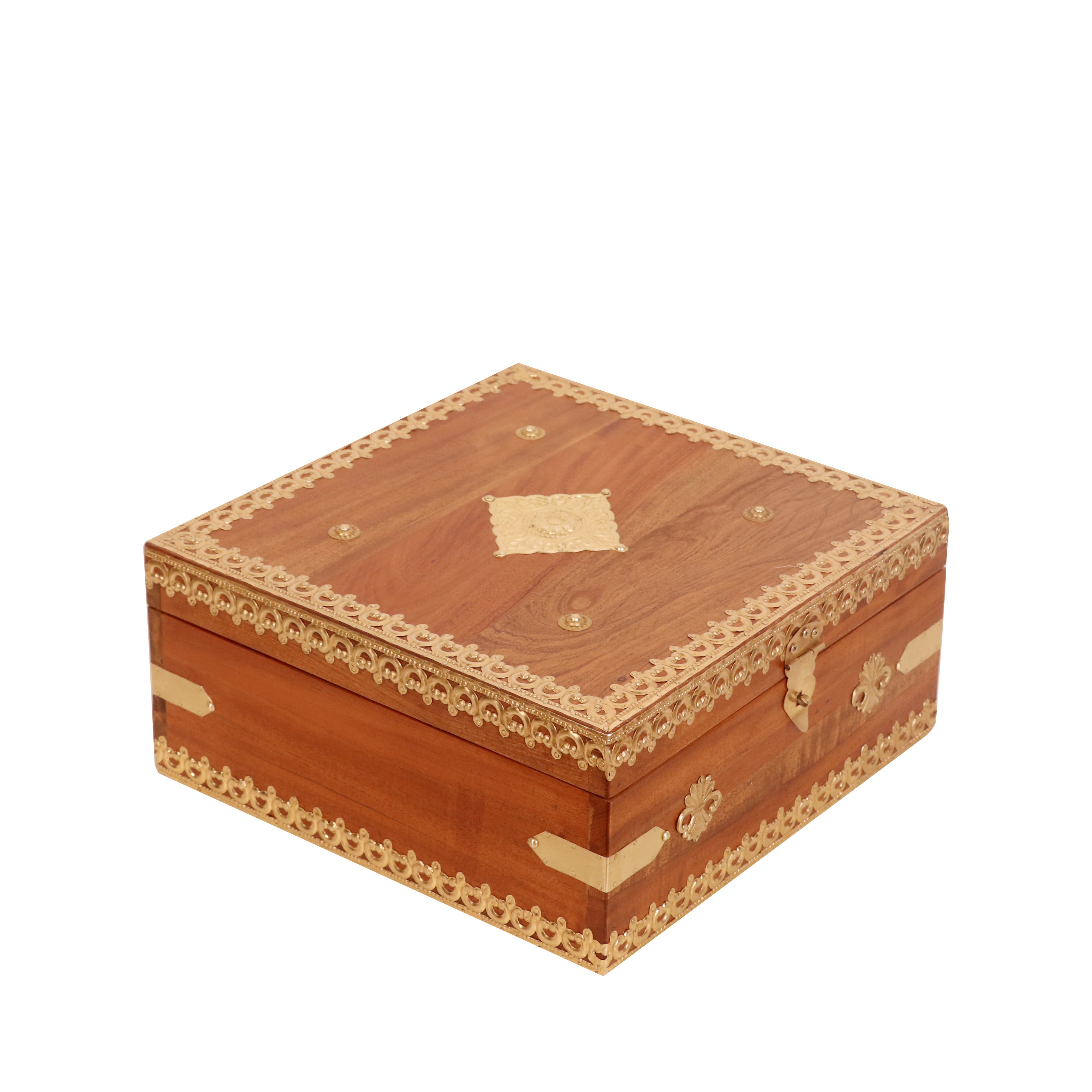 Solid wood Brass Square Box Wooden Box