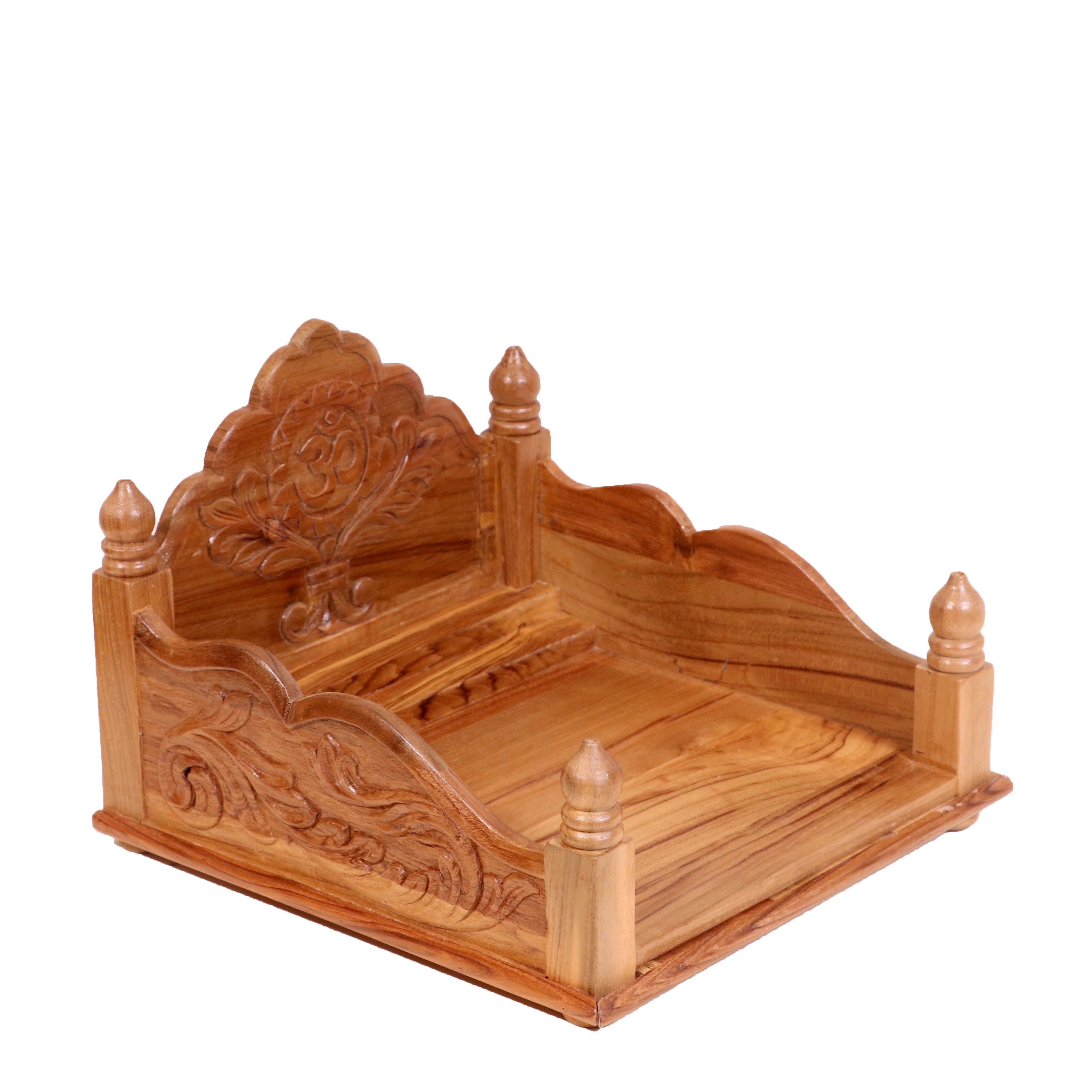 Teak wood Carved maharaja singhasan multi step temple with Tray Temple