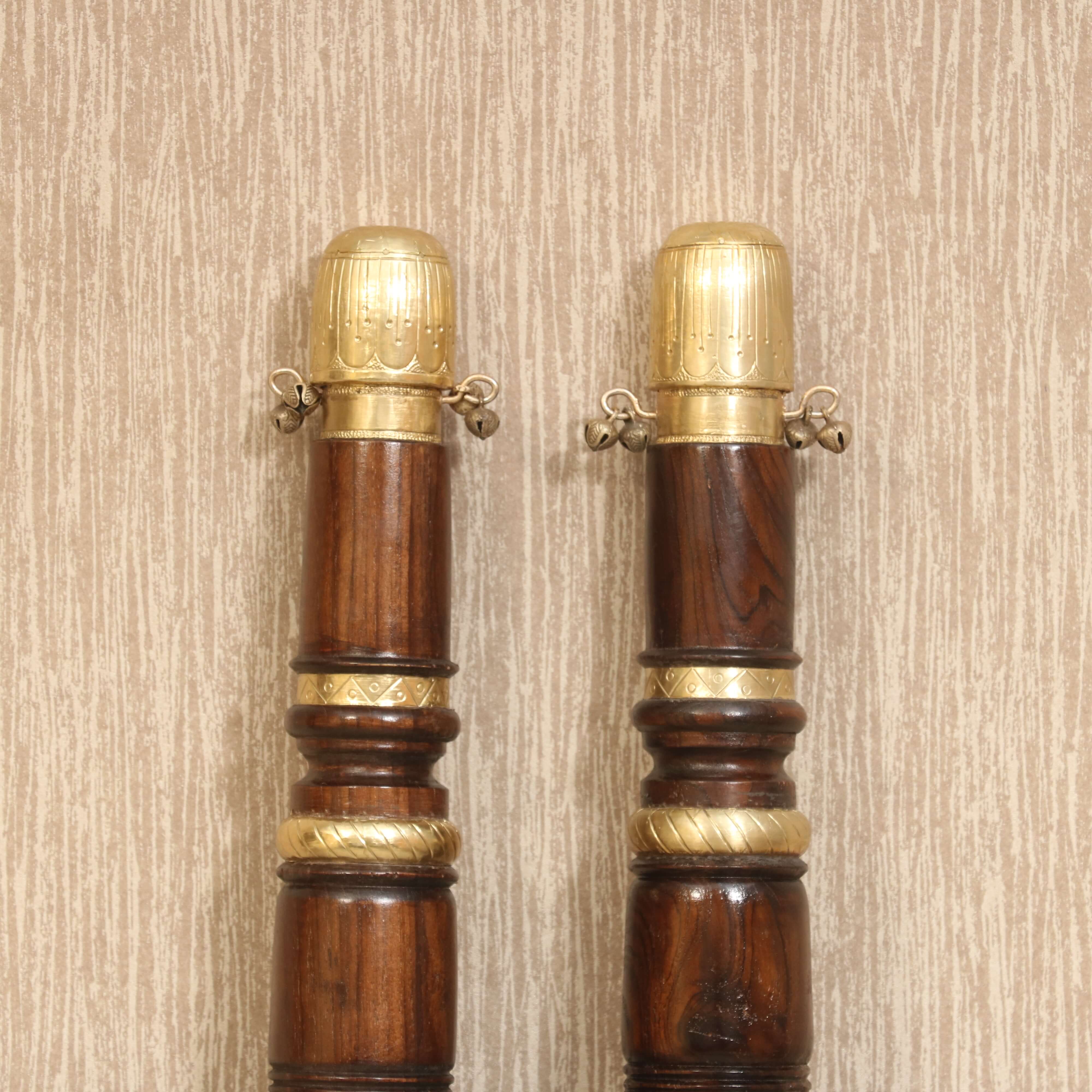 Okhali Musal Solid Teak Wood Rod with Brass fitting Traditional Décor