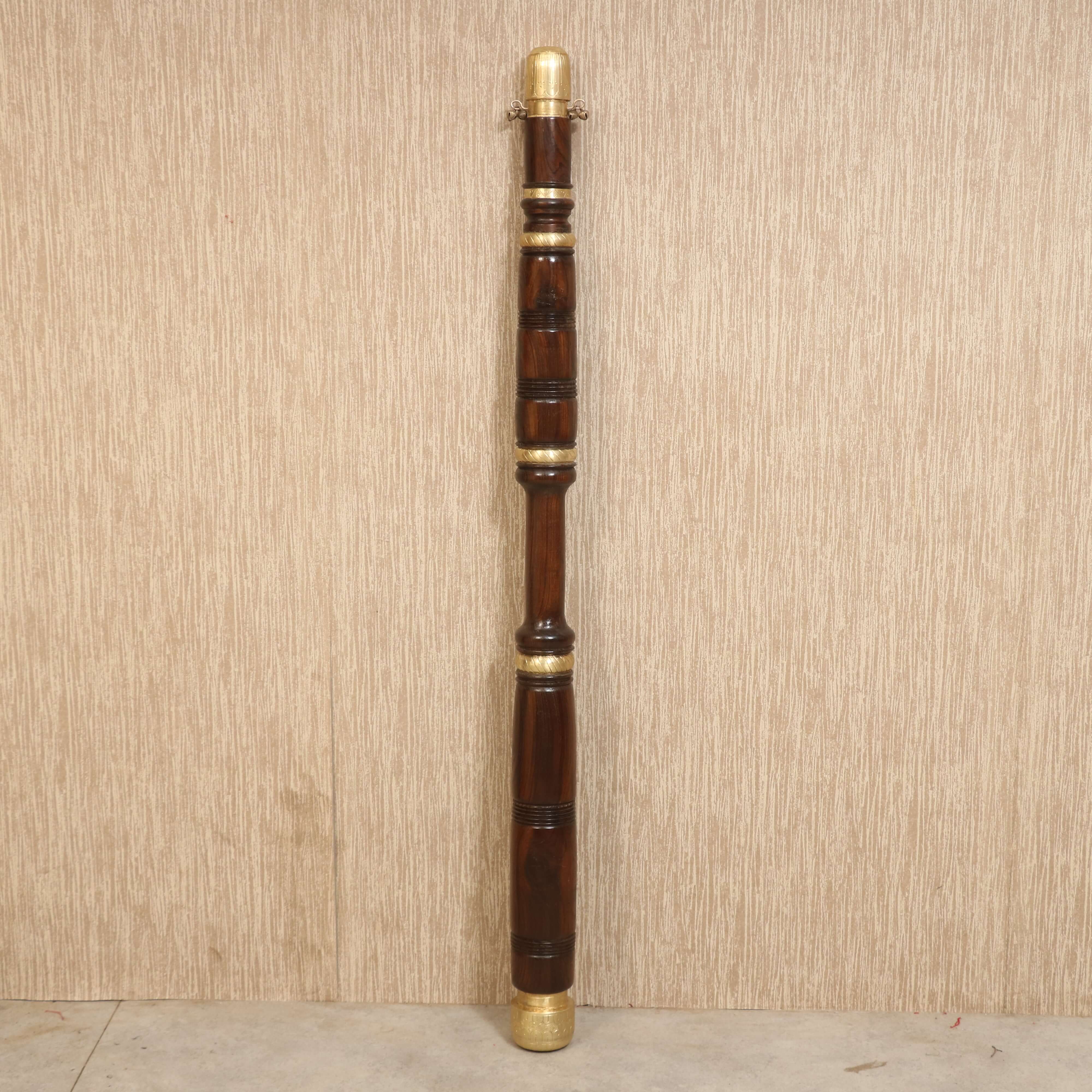 Okhali Musal Solid Teak Wood Rod with Brass fitting Single Piece Traditional Décor