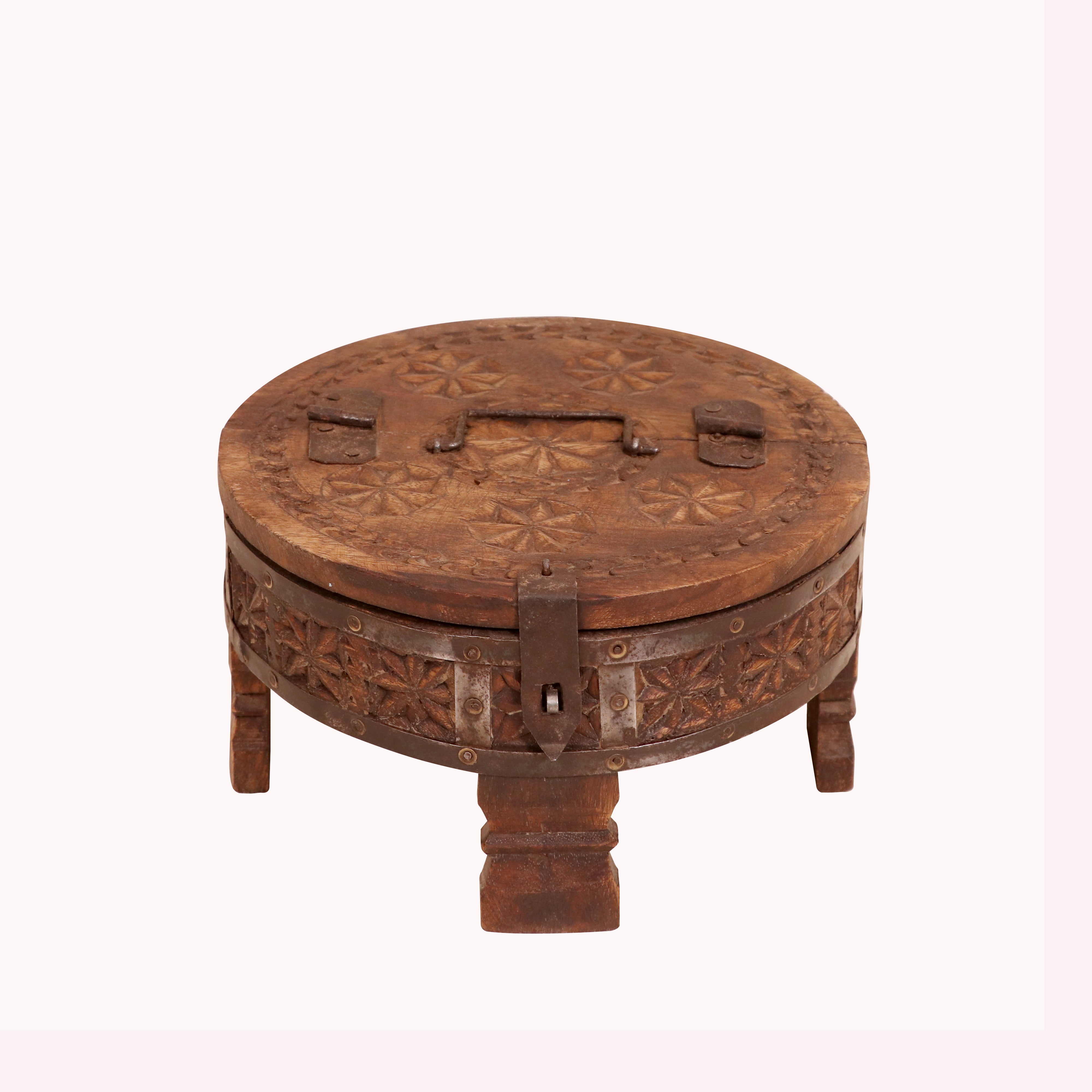 Wooden antique Chakki style box with Lid Wooden Box
