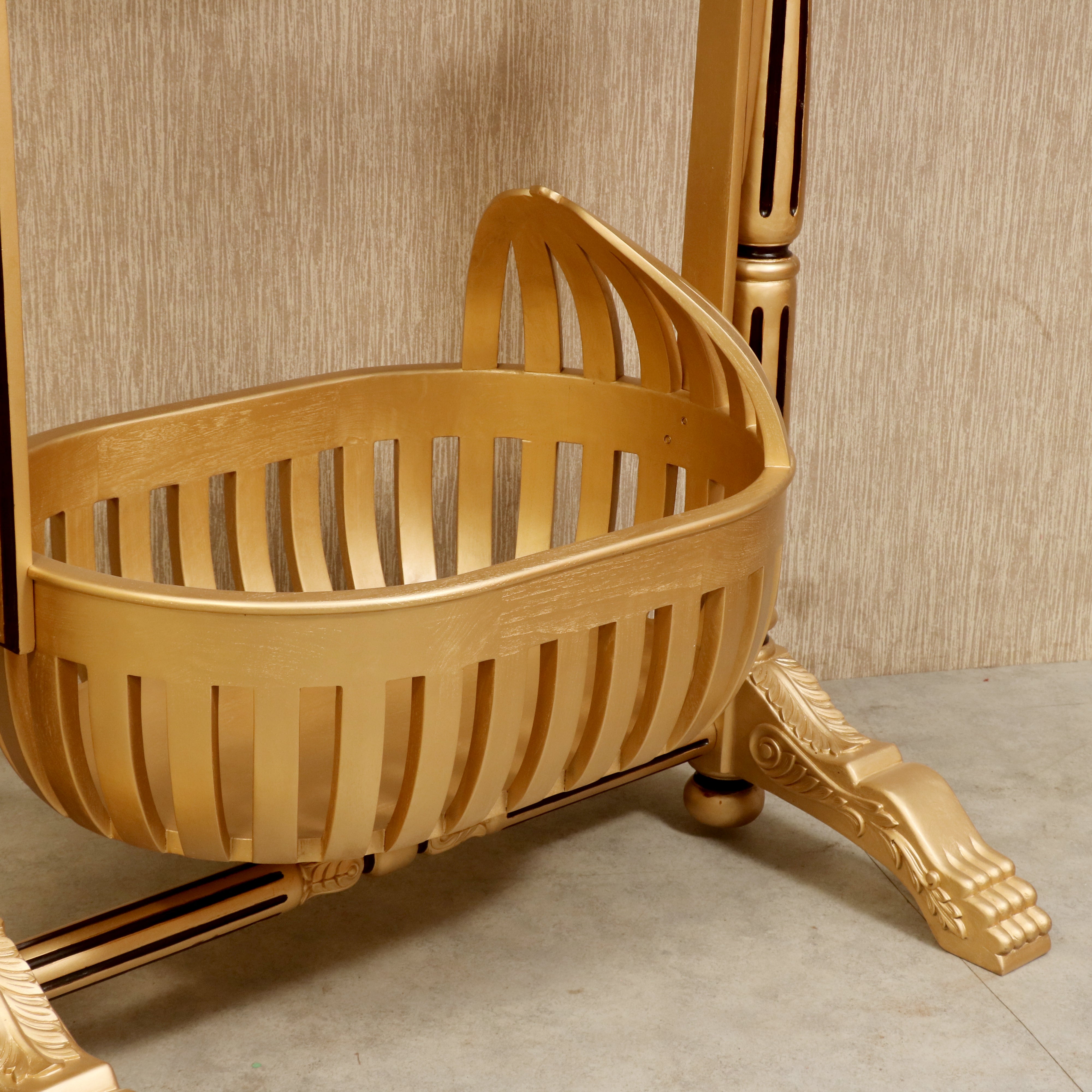 Buy Royal Teak Wood Baby Cradle (Golden Finish) Online at woodentwist —  WoodenTwist