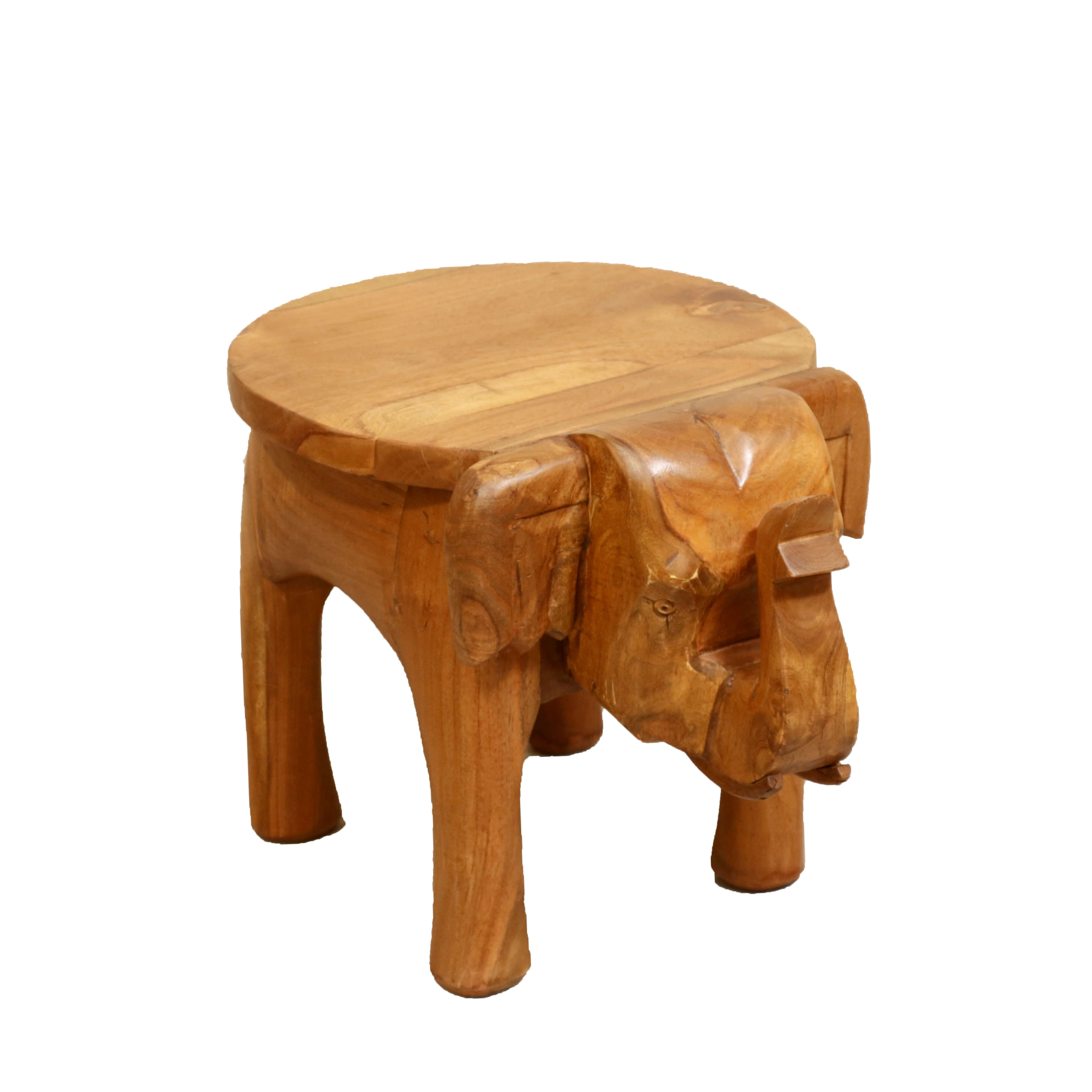 Wooden Tone Elephant Table Stand Animal Figurine