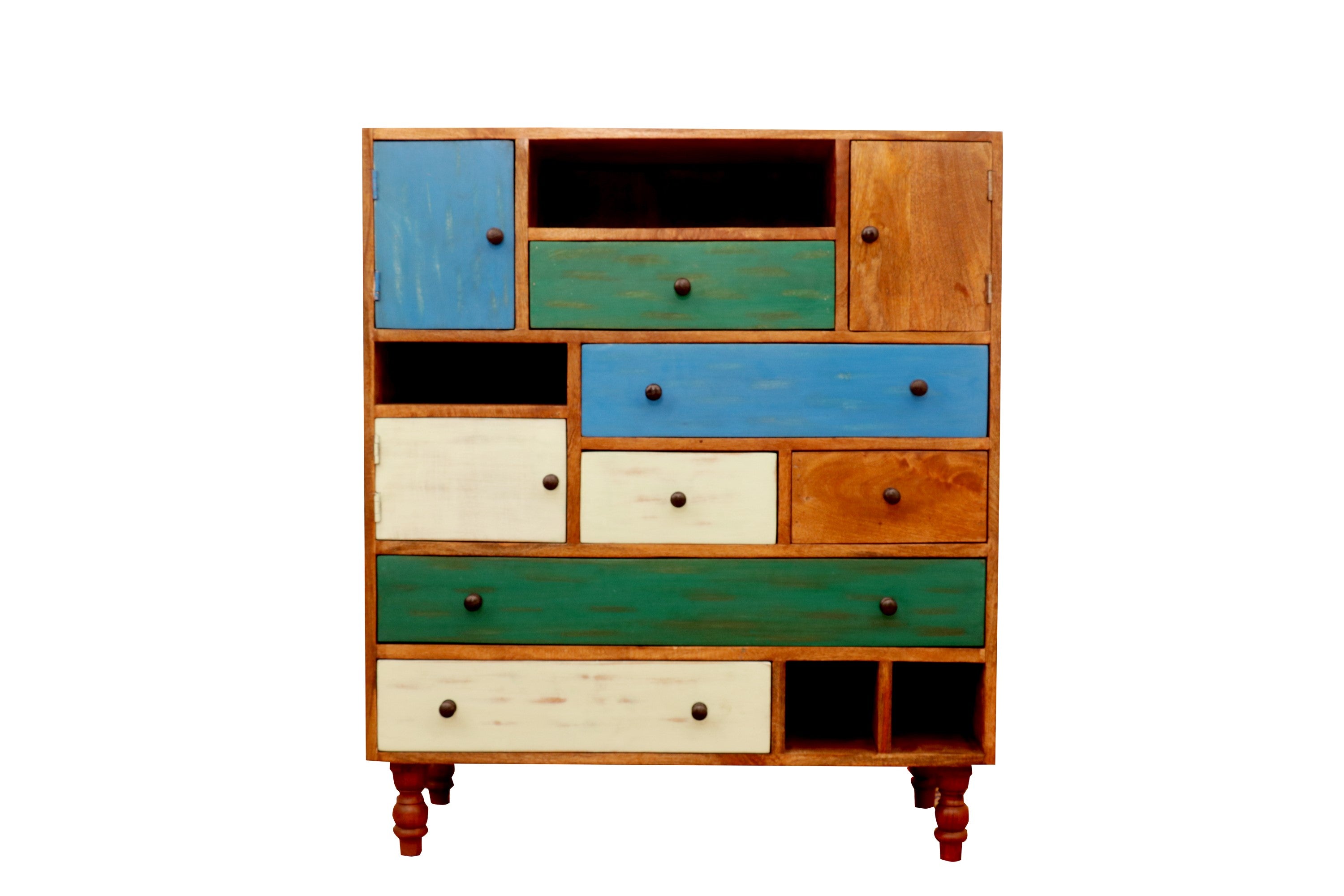 Wooden Distressed Concept Collectors Drawer Chest Drawer's Chest