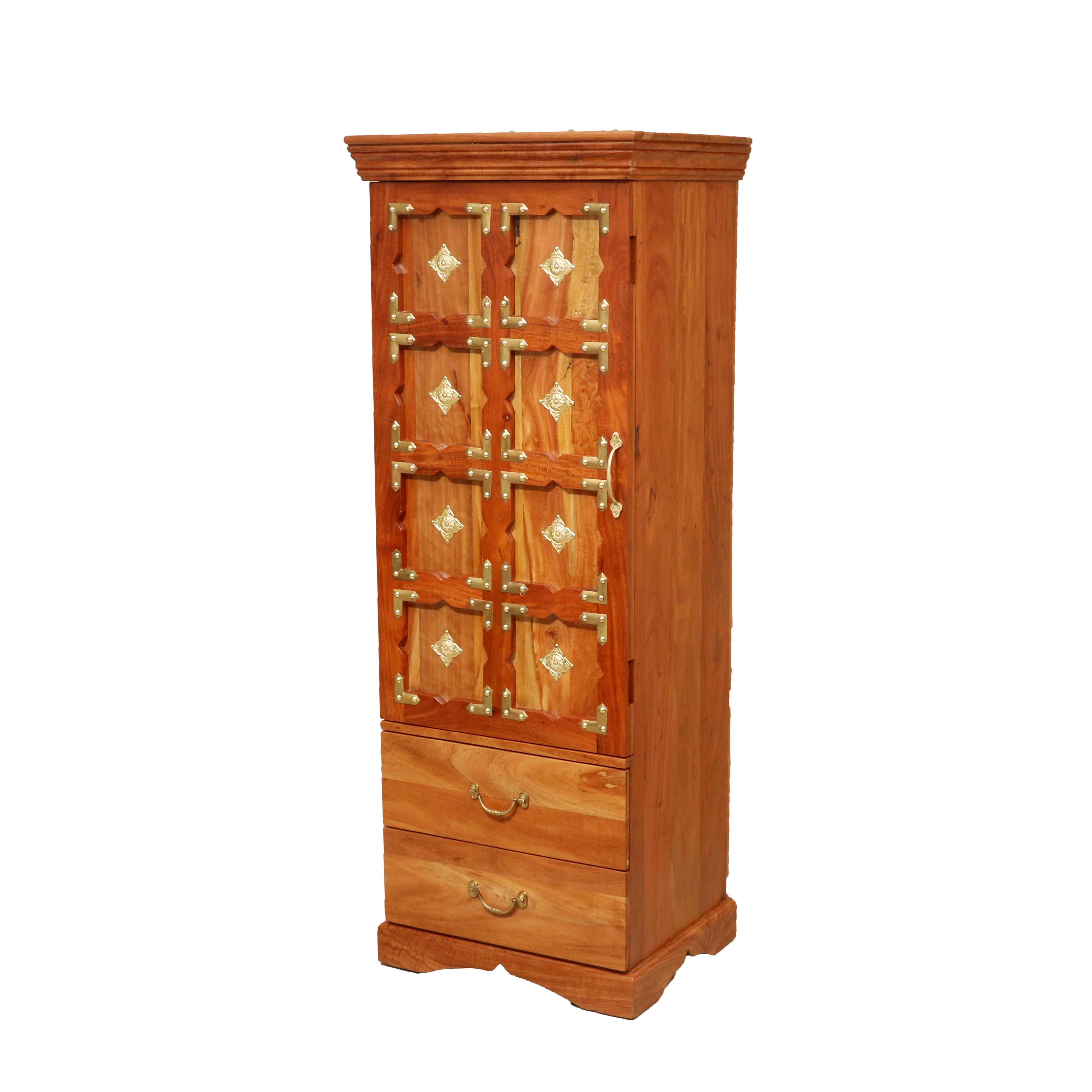 Natural Tone Solid Wood Rustic Cabinet Showcase