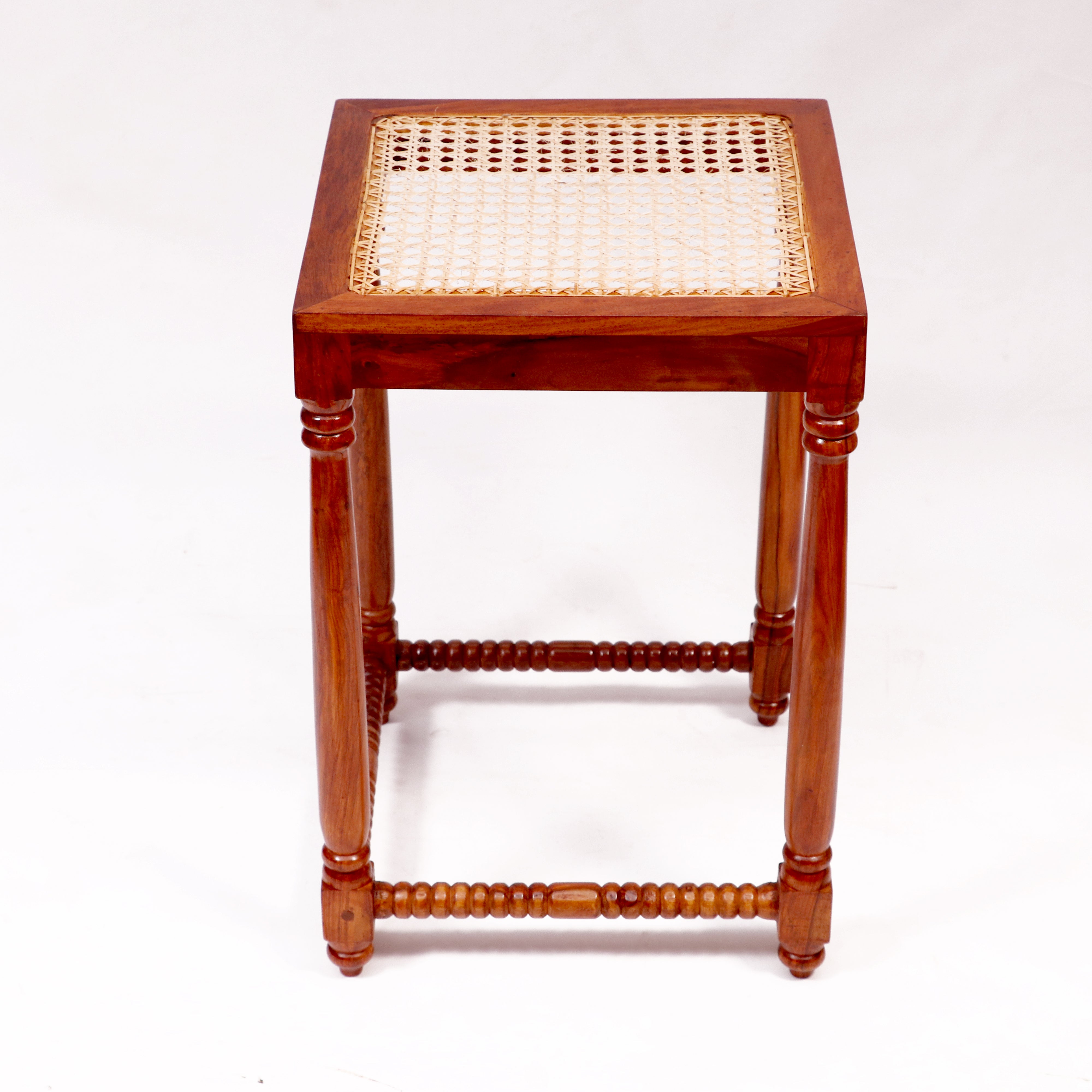 Classic Wooden Cane Nest Tables (Stool) Stool