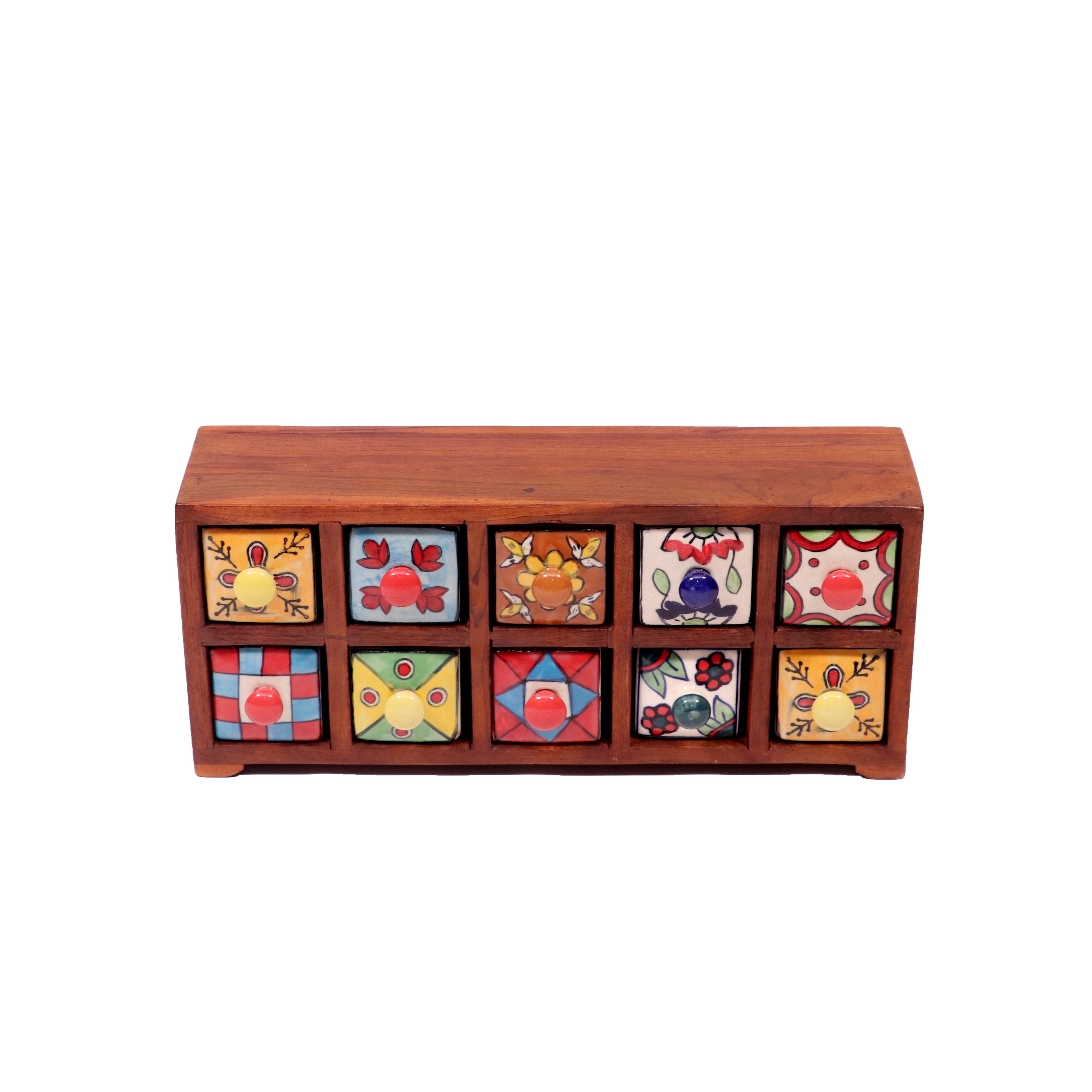 10 drawers double row ceramic miniature chest-(Natural Touch) Desk Organizer