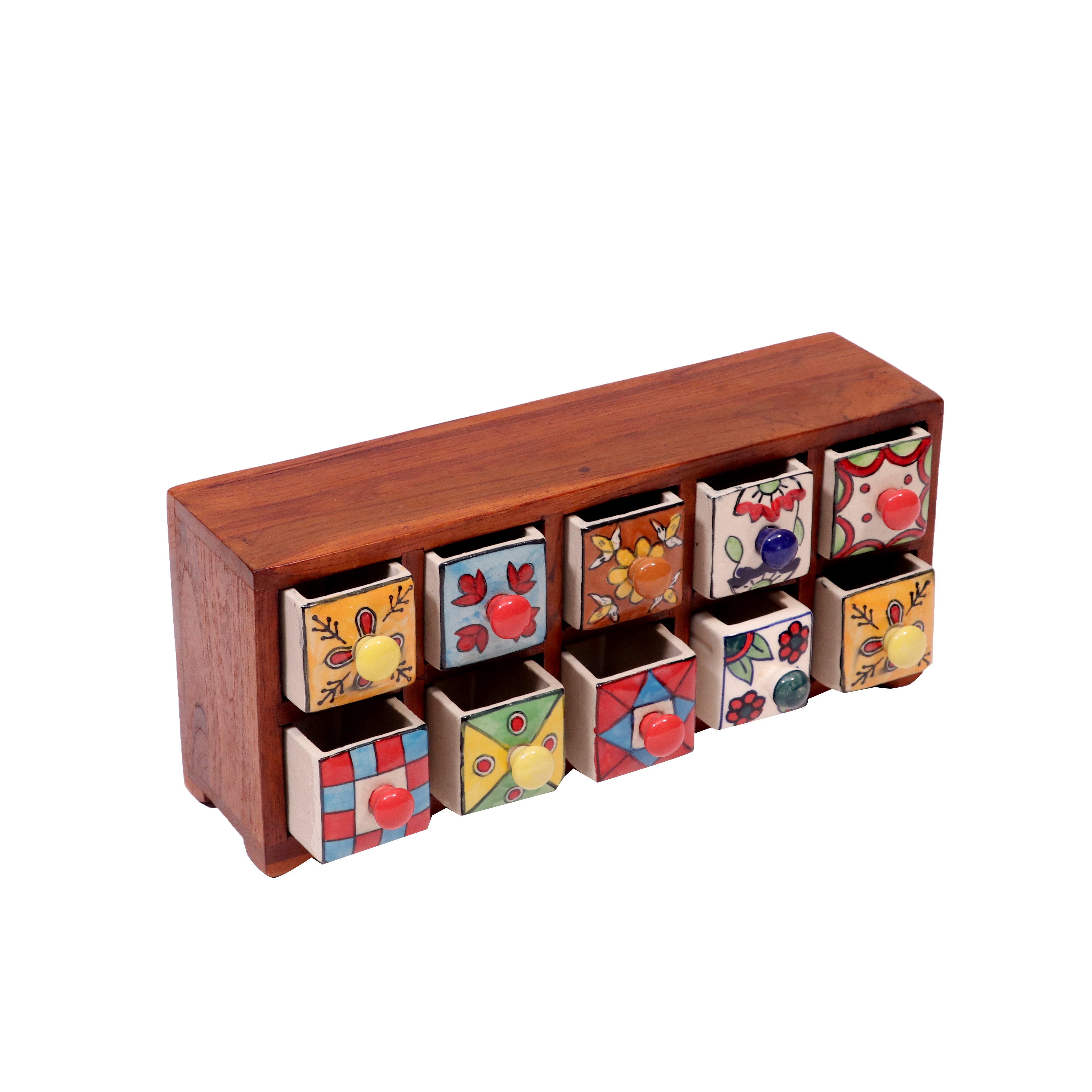 10 drawers double row ceramic miniature chest Natural Touch Desk Organizer