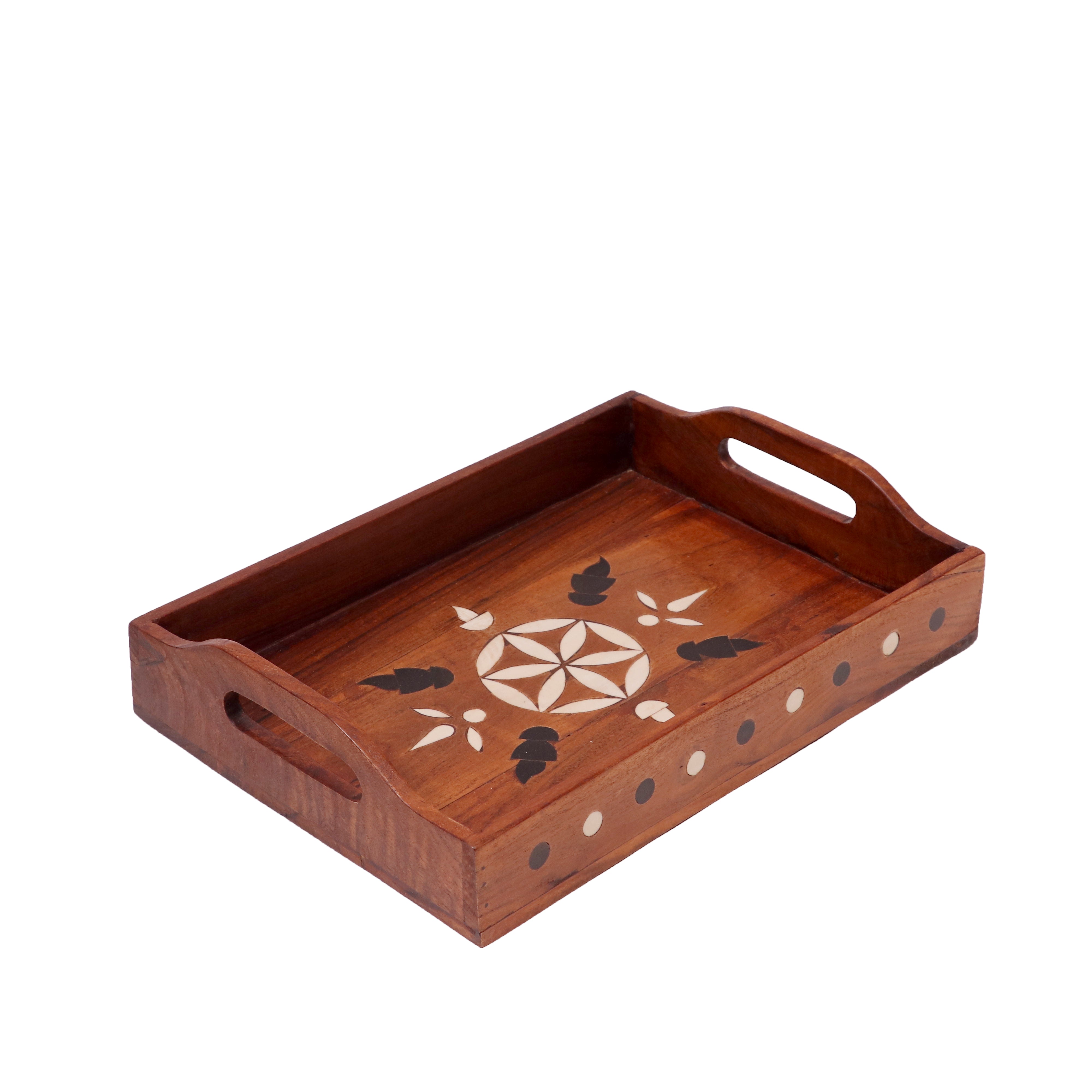 Vintage Irish Indian Inlay Chakra Style Wooden Handmade Tray for Serve Tray