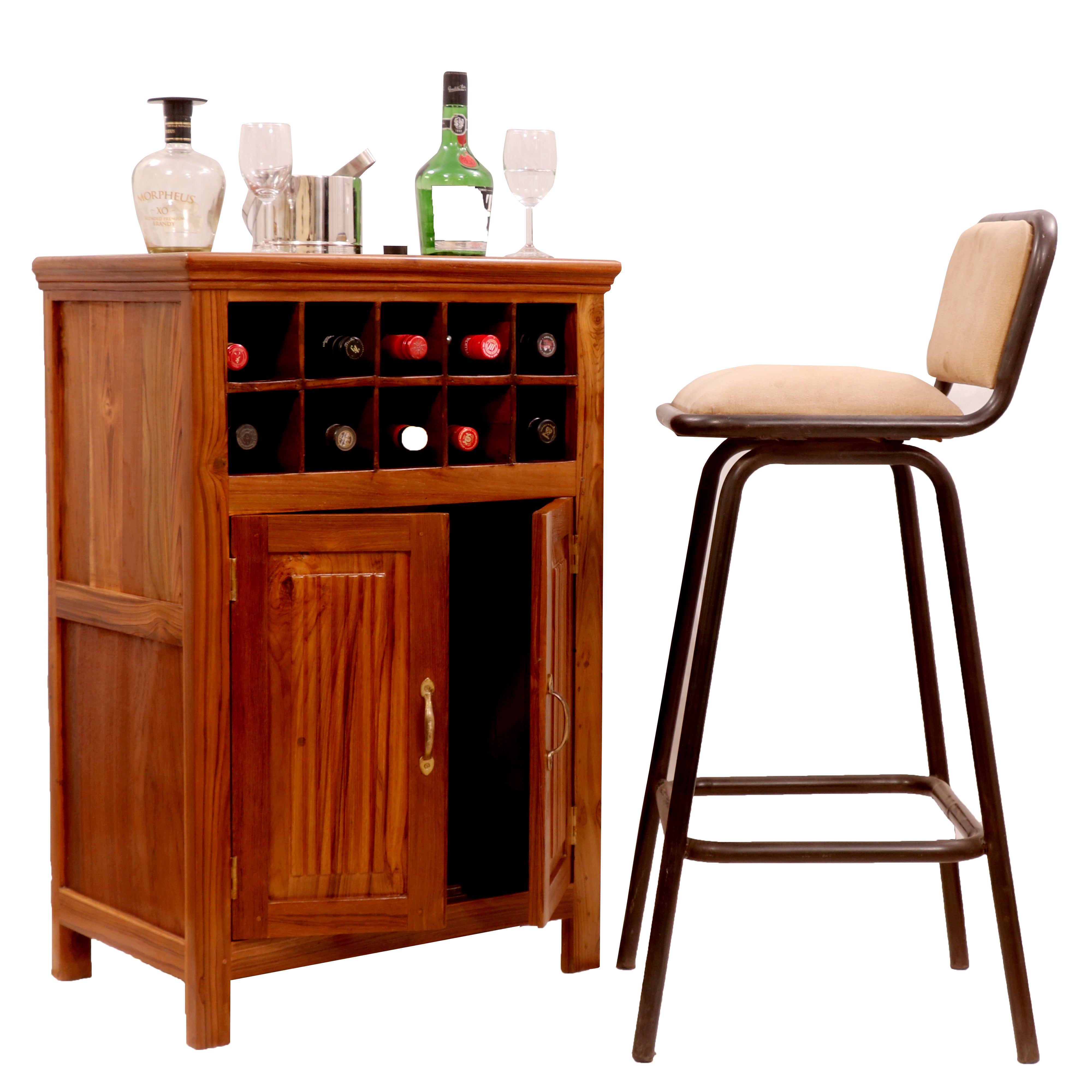 Rustic Wooden Mini Bar Bar Cabinet