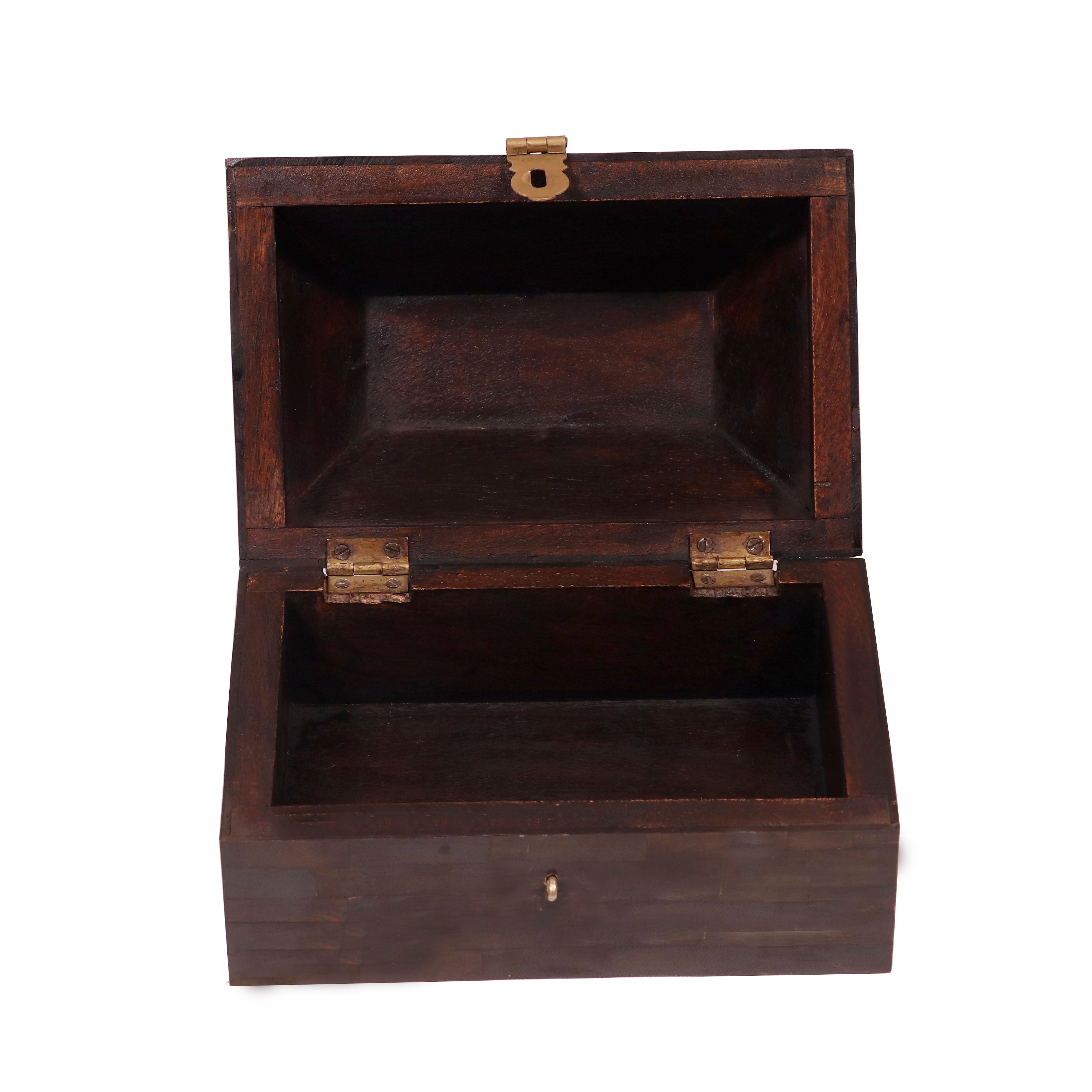Denver Dark Mahogany Inlay Designed Wooden Handmade Storage Box Wooden Box