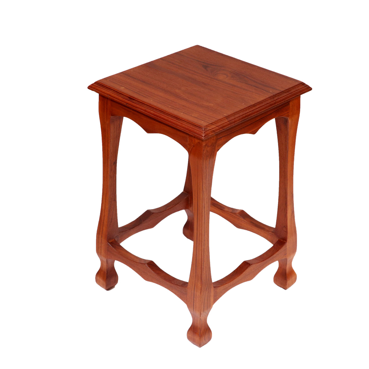 Classic wave pattern durable Teak wood stool