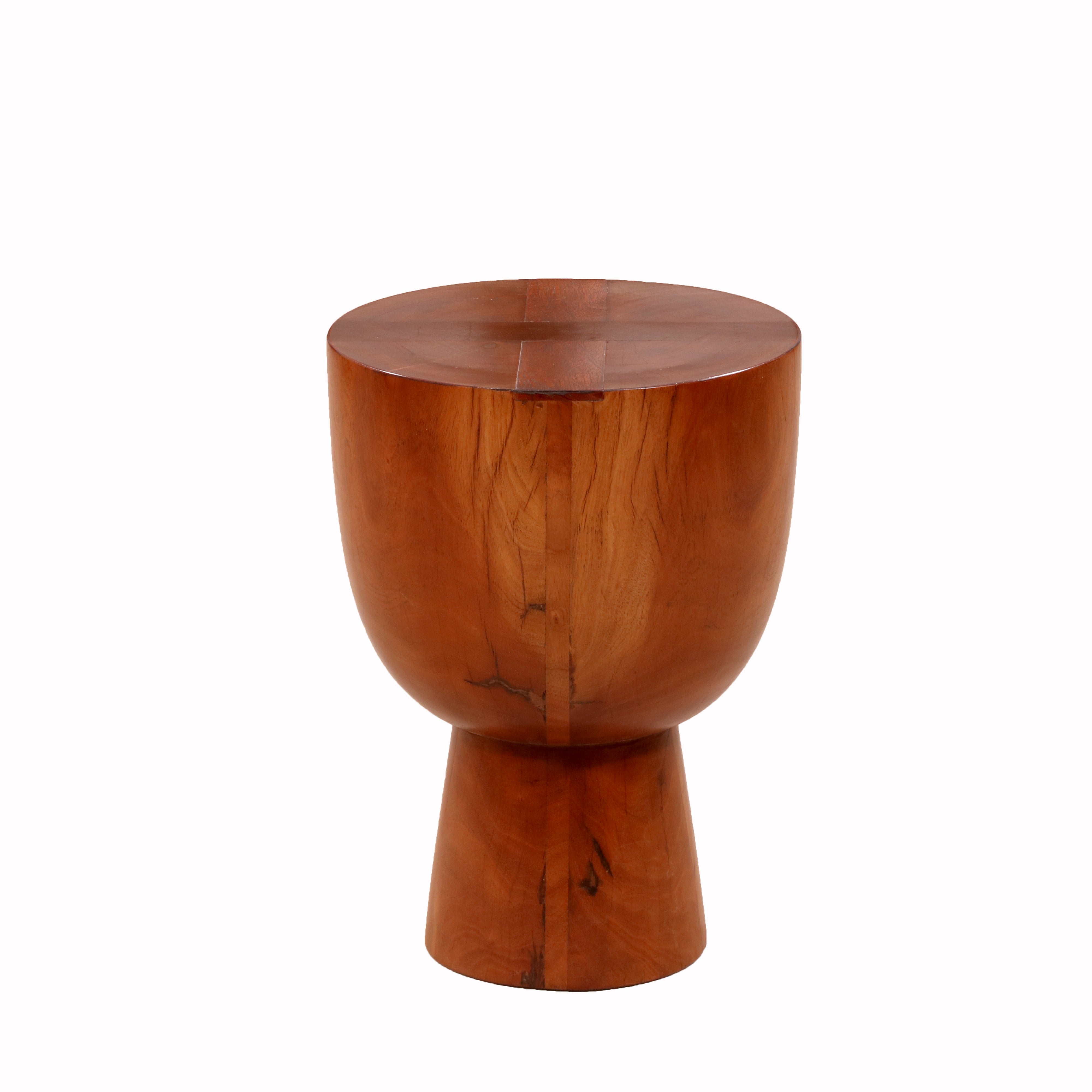 African drum-inspired Wooden Stool End Table