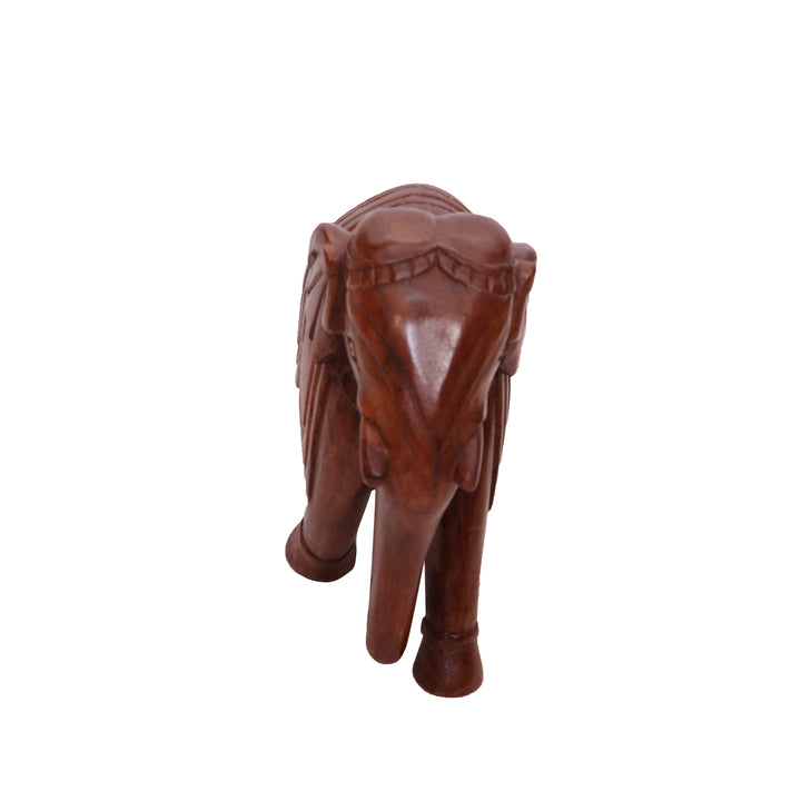 Walking Wooden Carved Elephant Animal Figurine