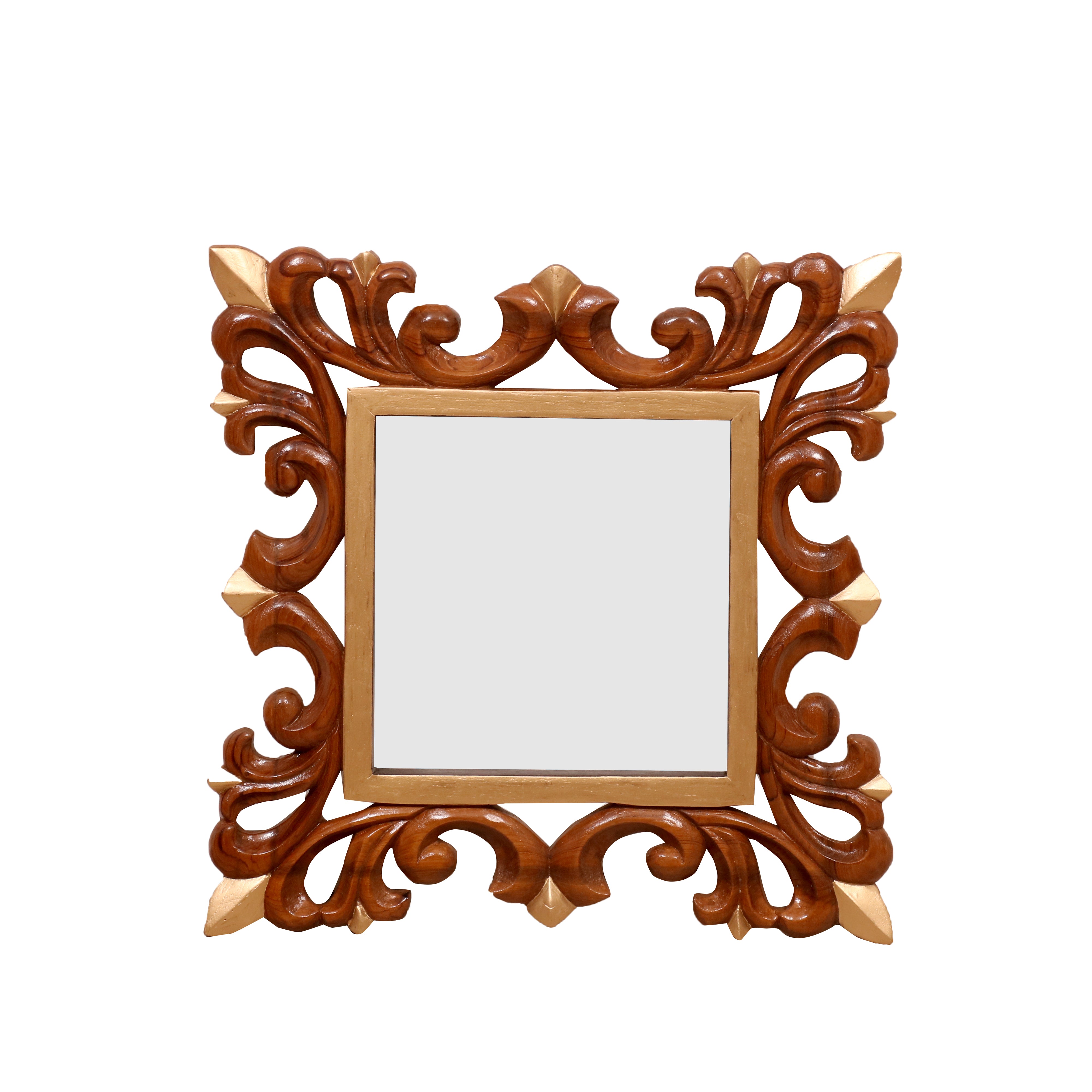Wooden Square Mirror leaf style Mirror