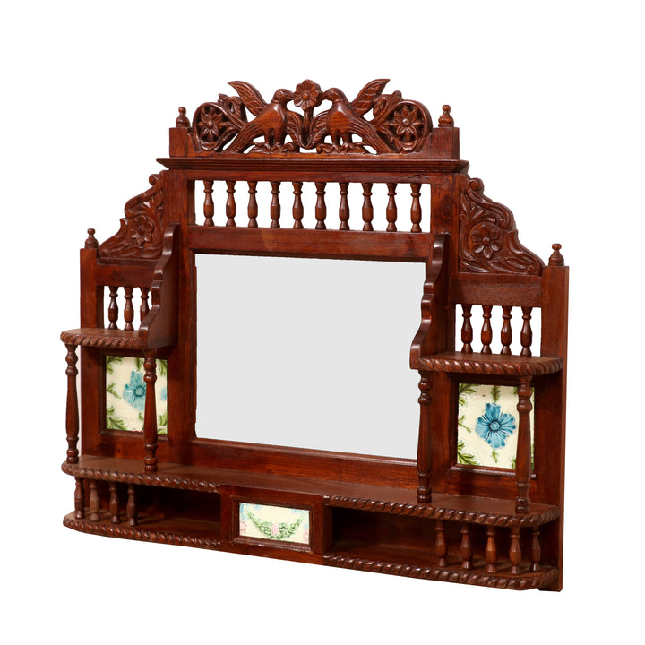 Traditional Teak Wood Bird Mirror Mirror