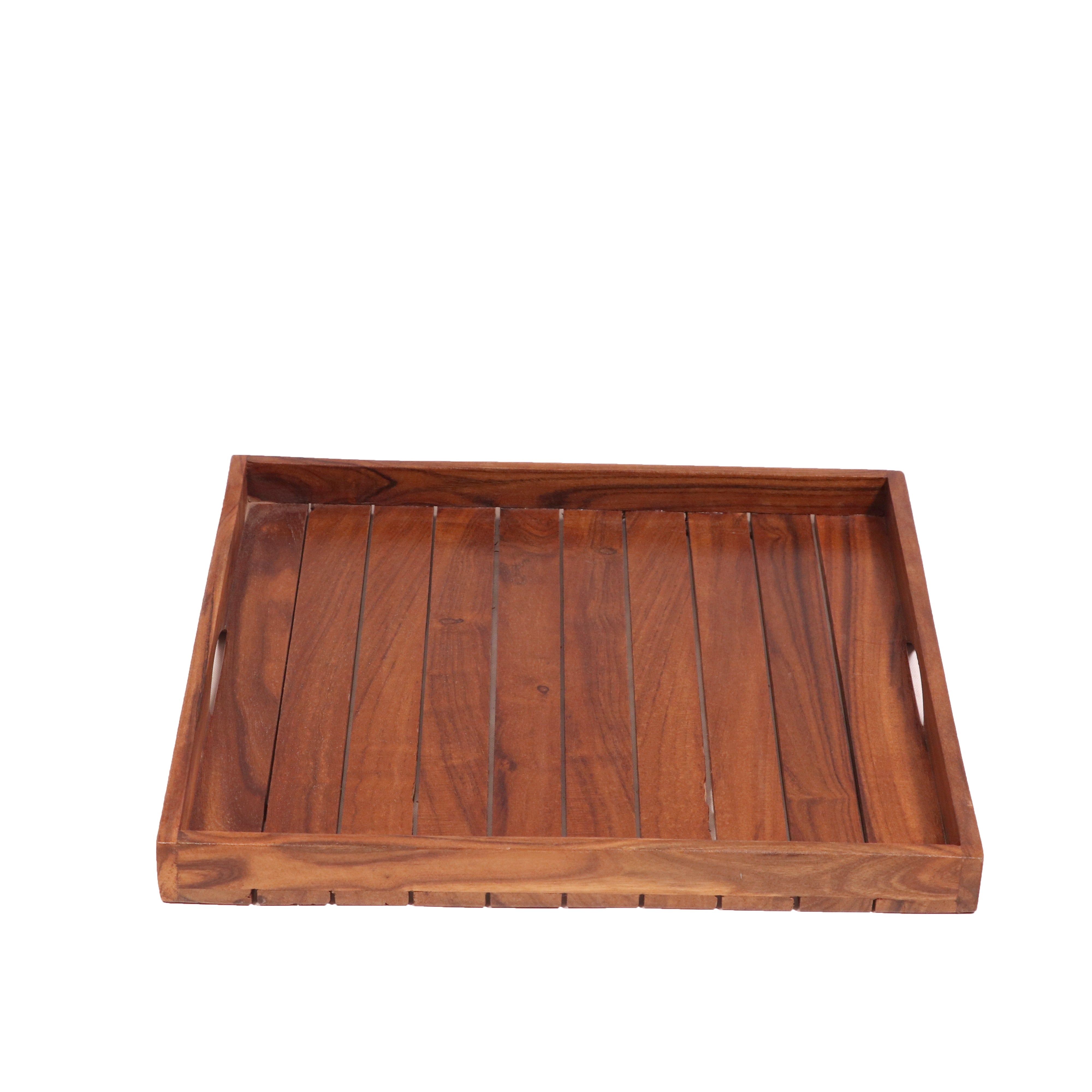 Classic Simple Strip Designed Handmade Wooden Tray - Set of 3 Tray