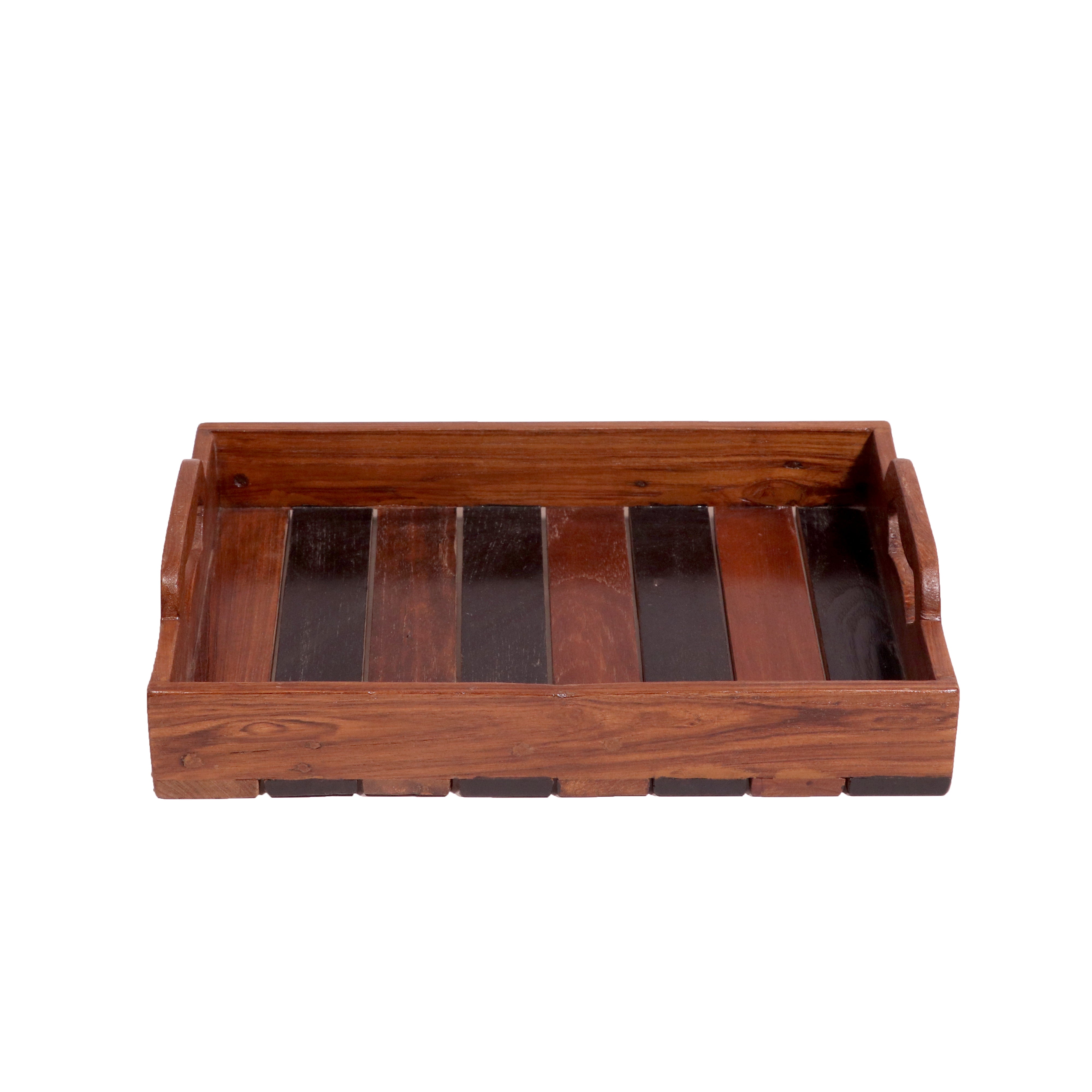Stripped Sober Styled Handmade Wooden Tray - Set of 3 Tray