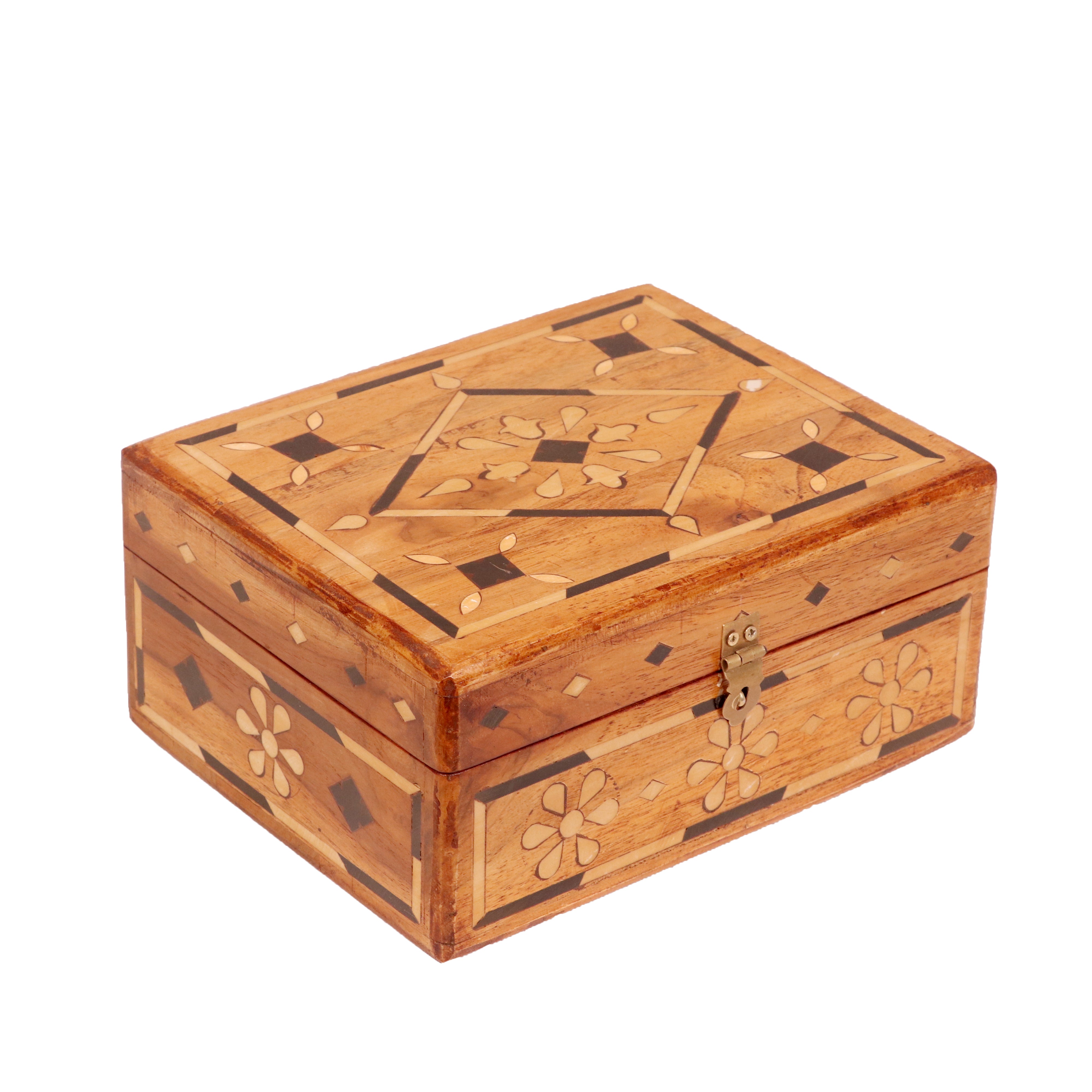 Vintage Flower Carved Style Handmade Wooden Multiple Storage Box Wooden Box