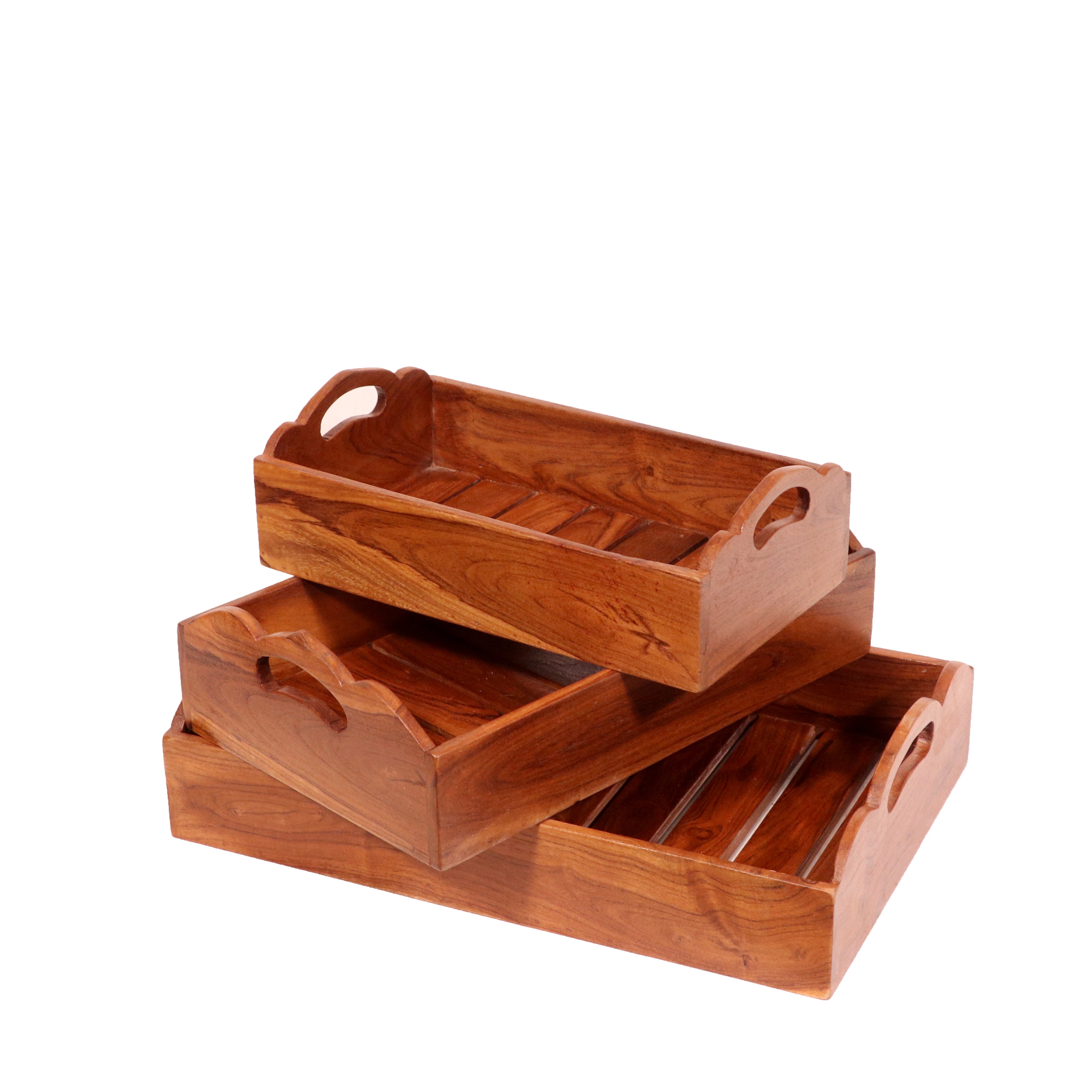 Curves and Stripes Tray - Set of 3 Natural Touch Tray