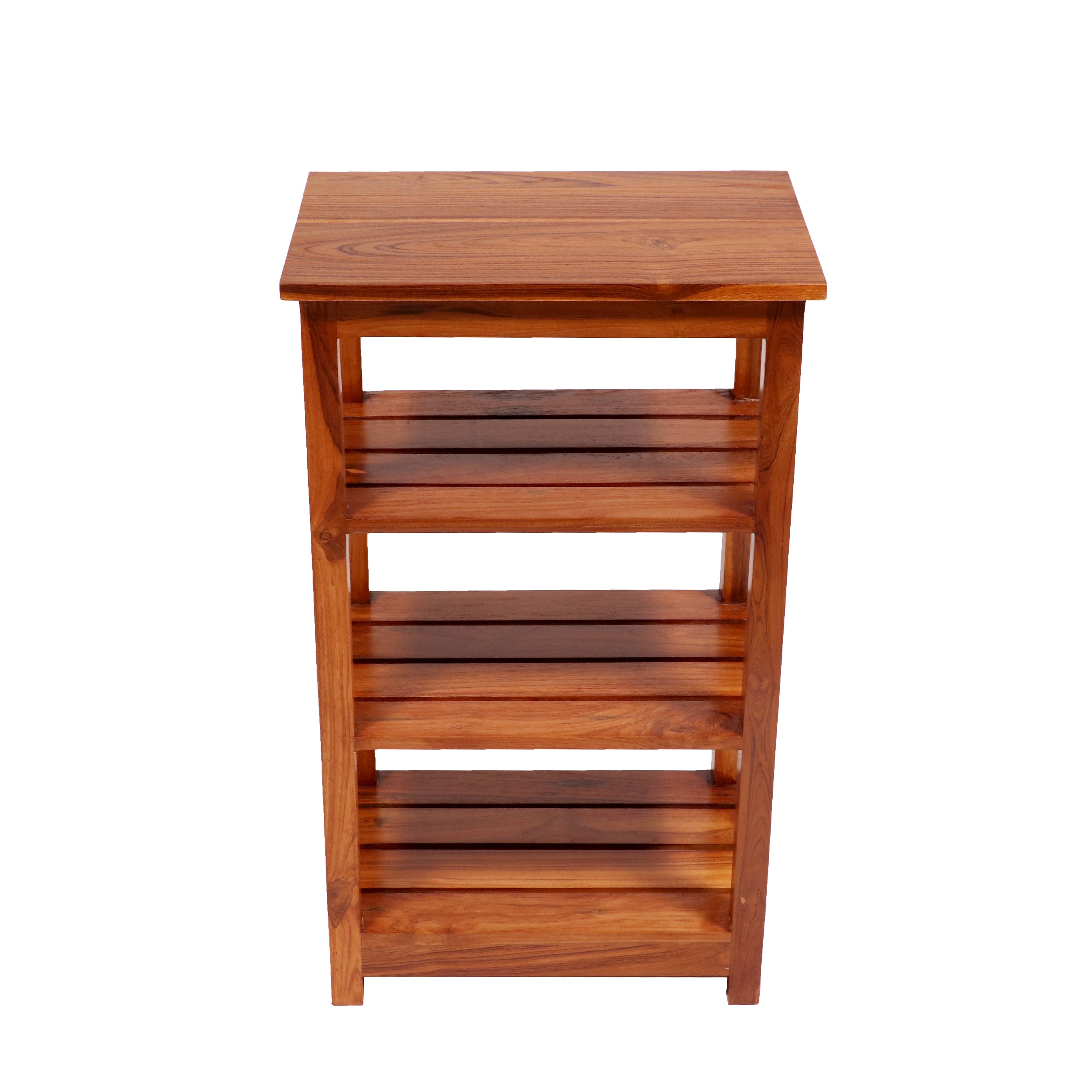 Natural polish 3 Shelf teak wood Rack