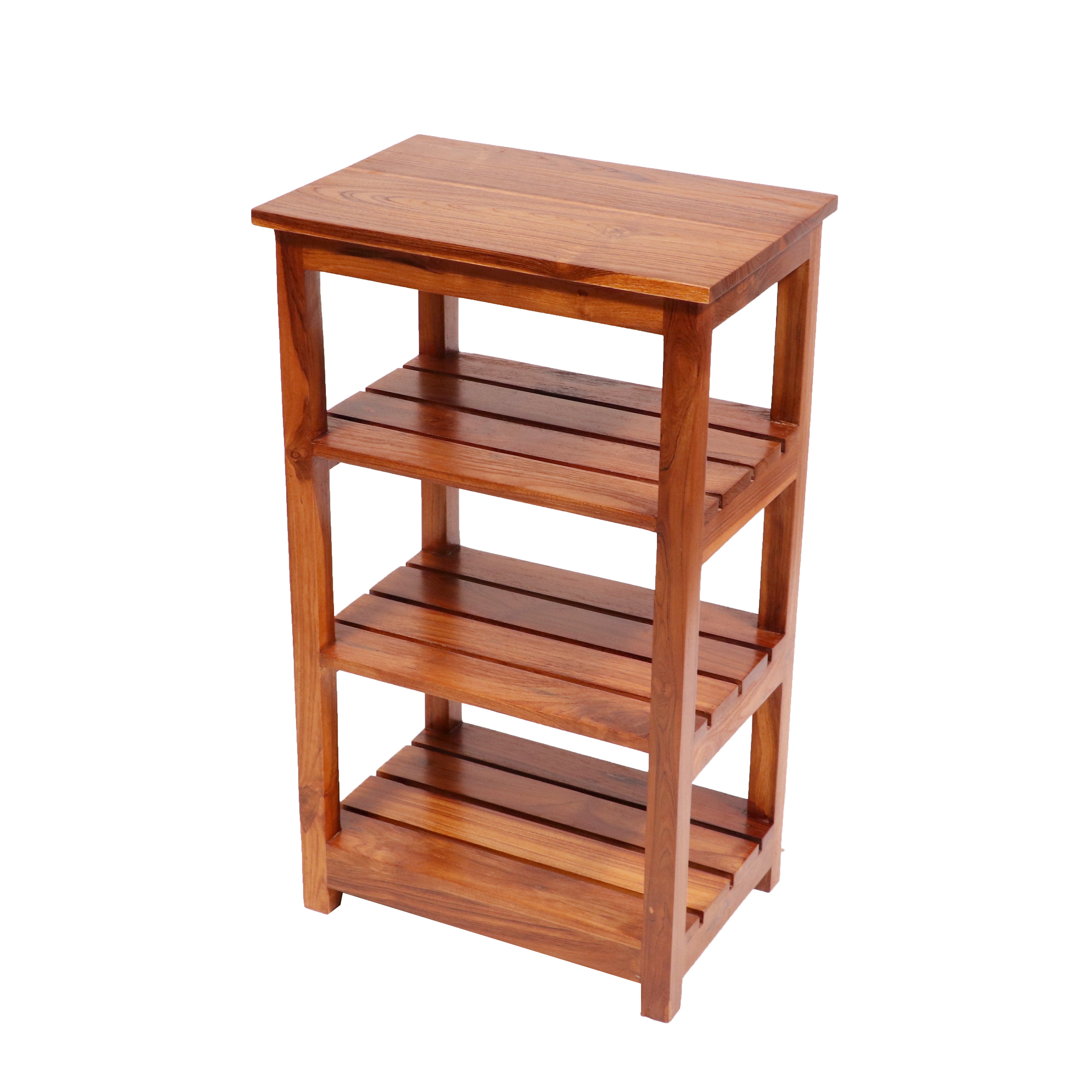 Natural polish 3 Shelf teak wood Rack Rack