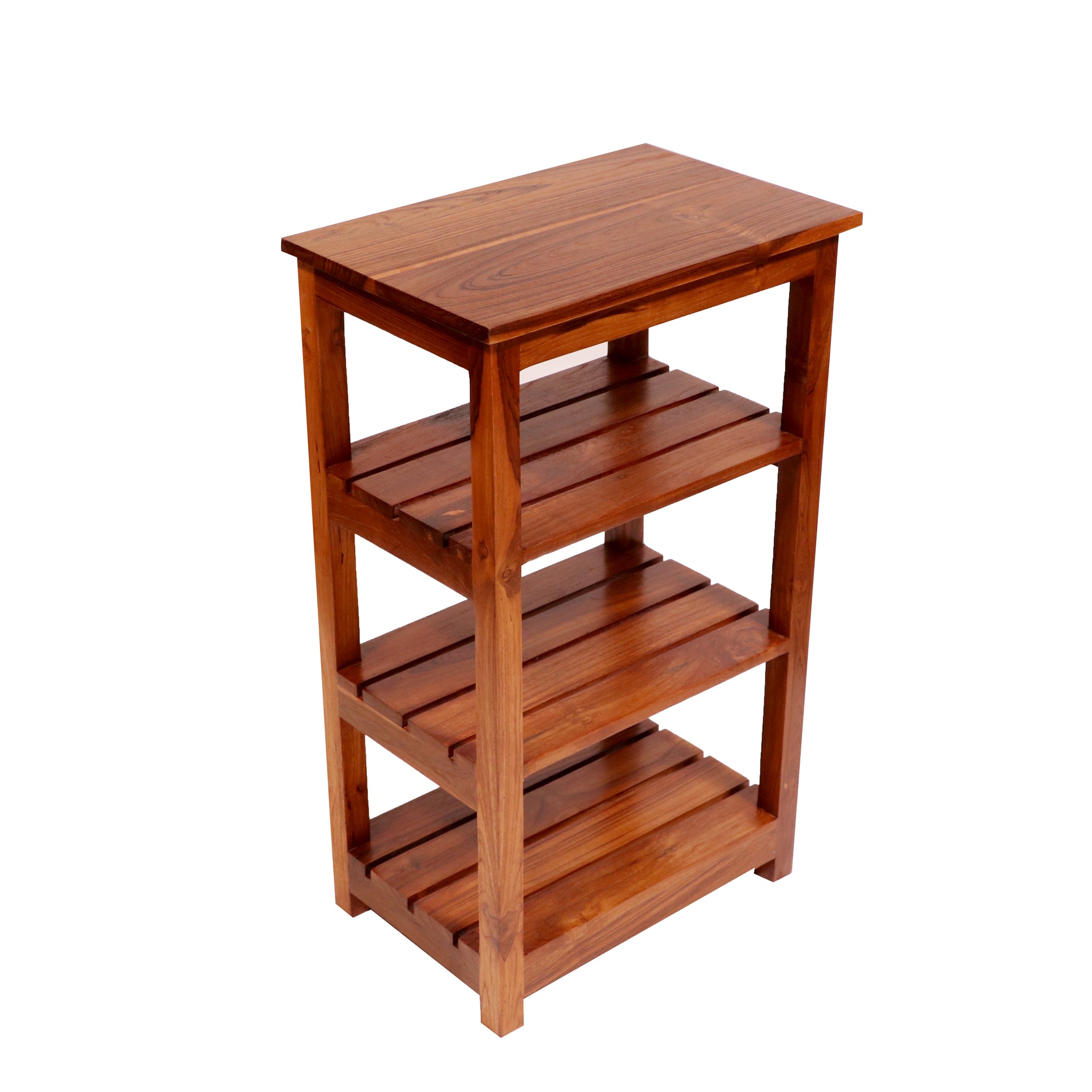 Natural polish 3 Shelf teak wood Rack