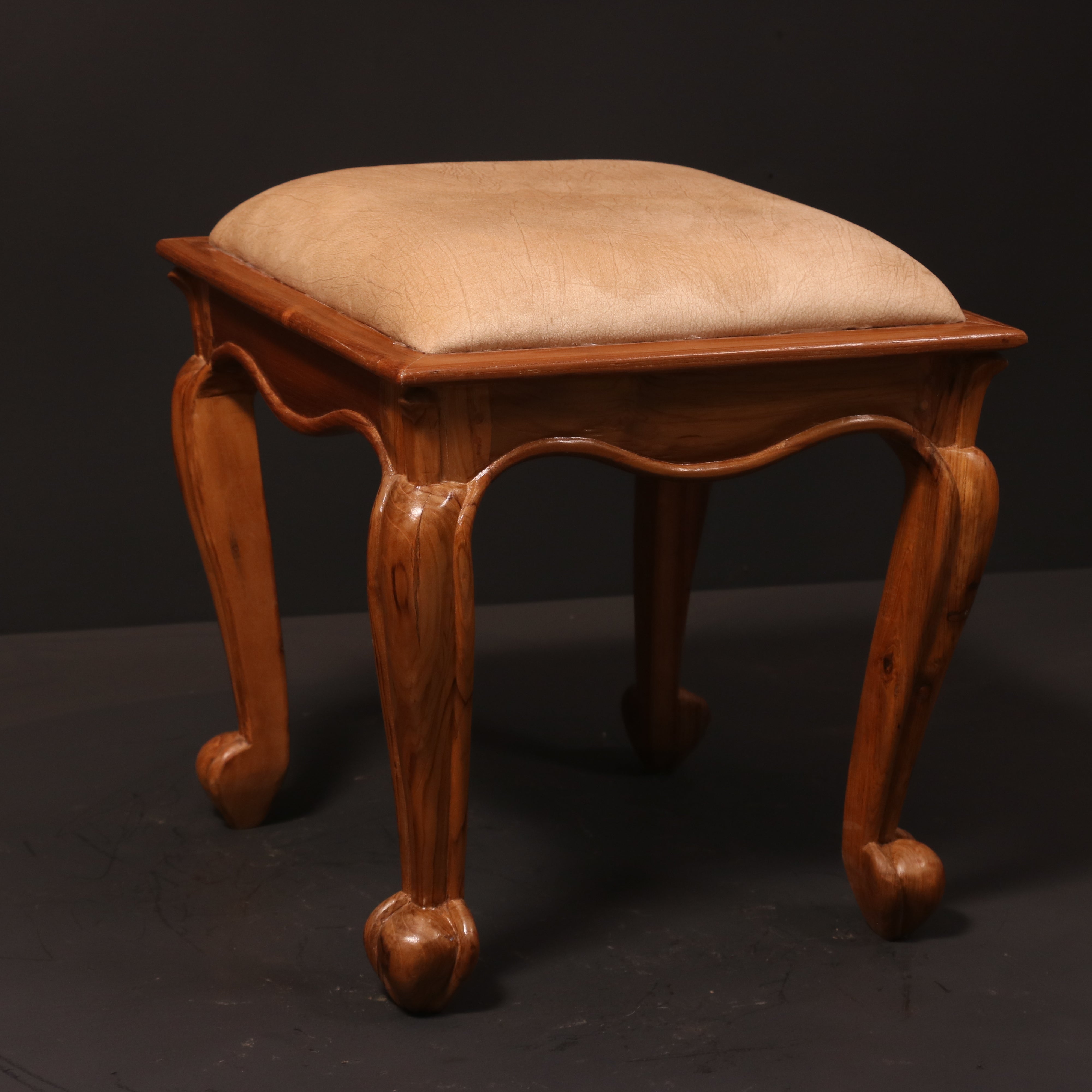 Classic Wooden Carved Stool Default Title Stool