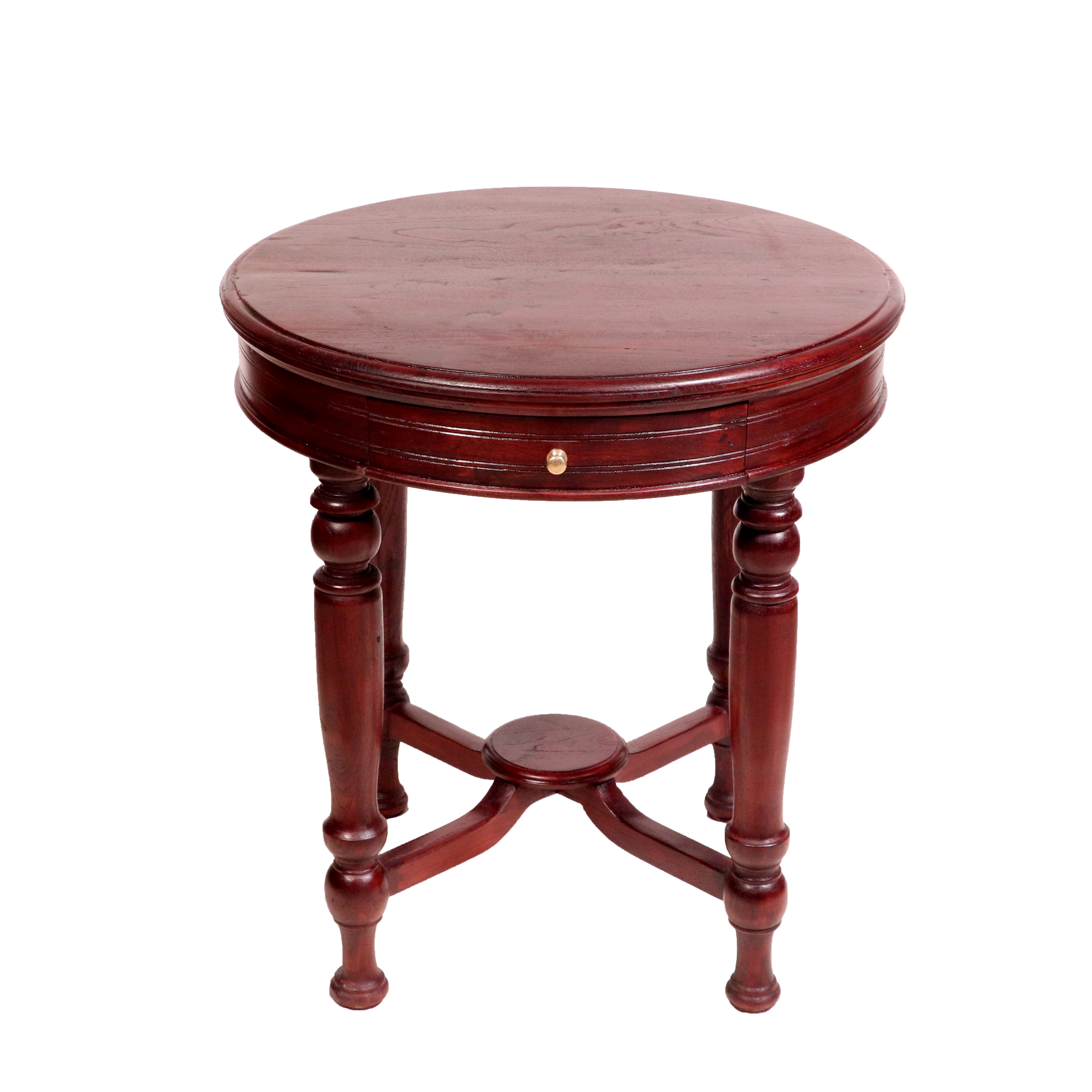 Classic Teak round Table with Drawer End Table