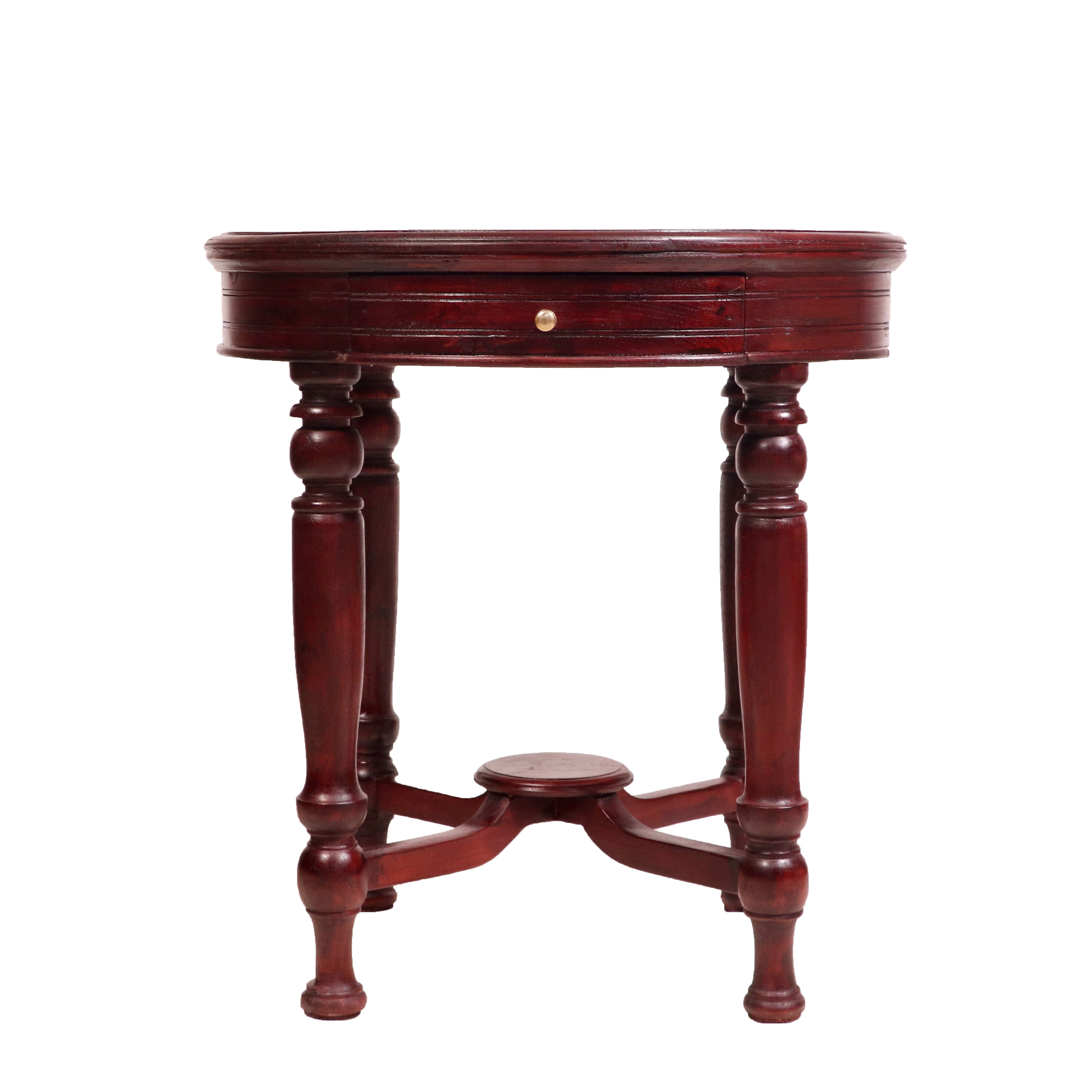 Classic Teak round Table with Drawer End Table