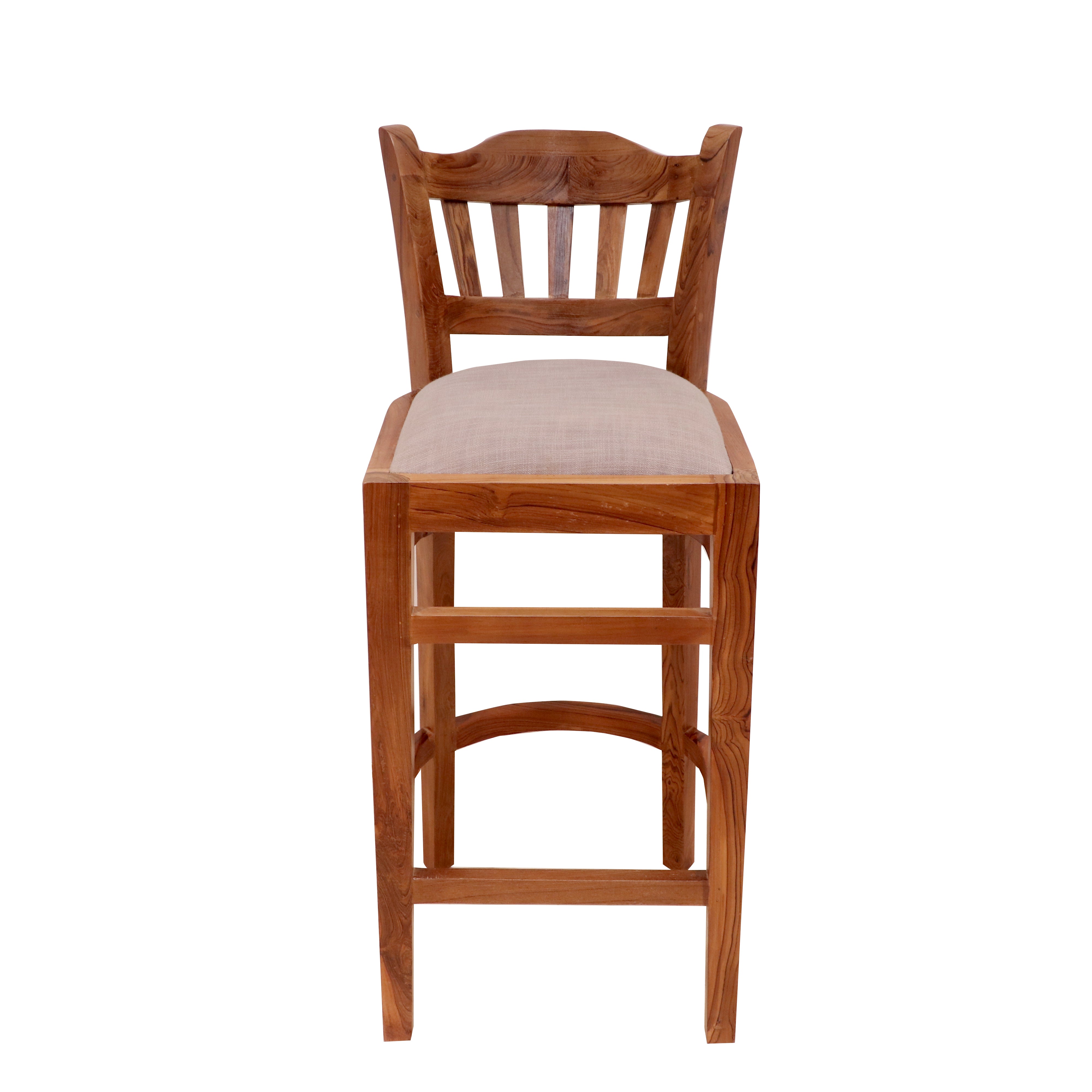 Teak wood bar height chair with curvy design Bar Chair
