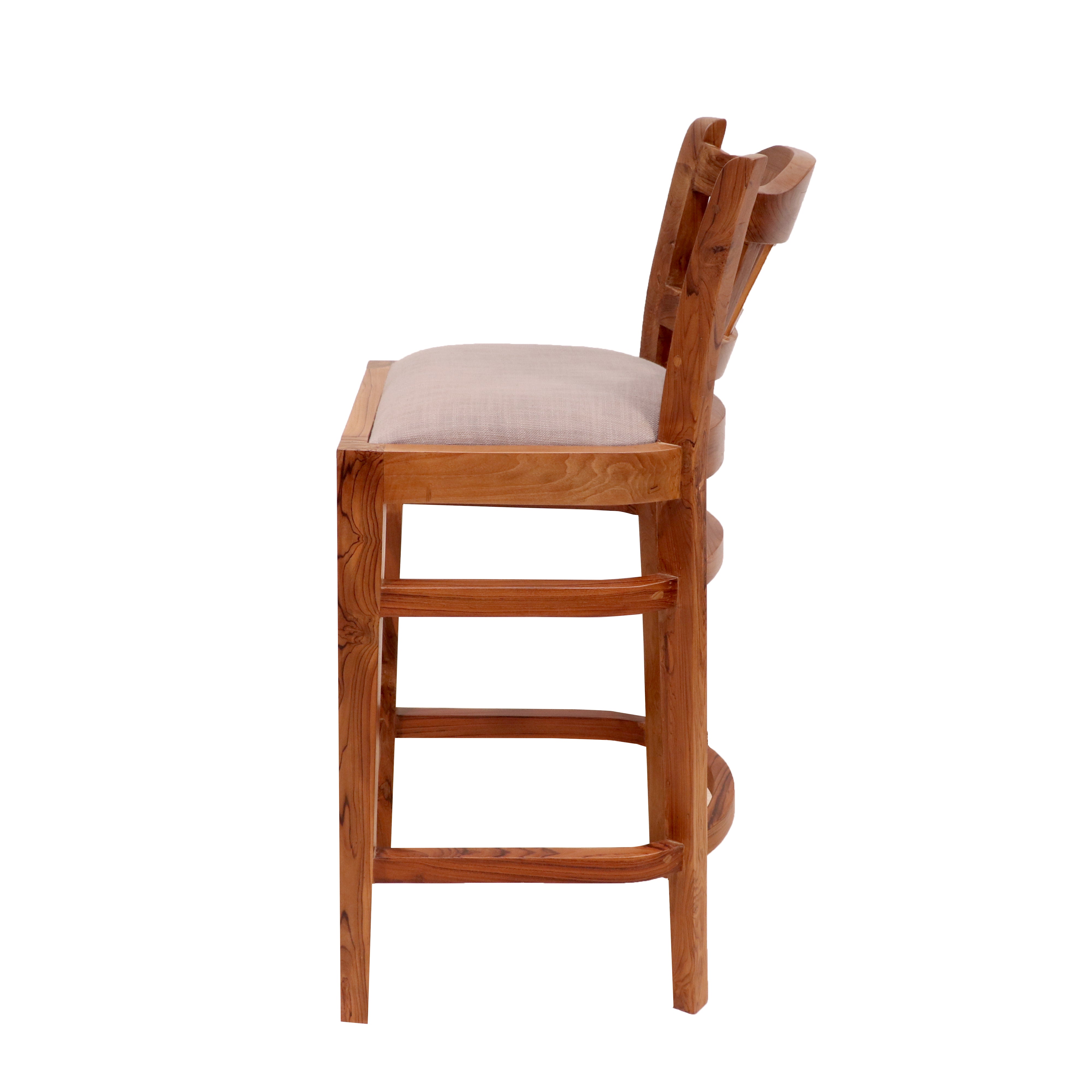 Teak wood bar height chair with curvy design Bar Chair