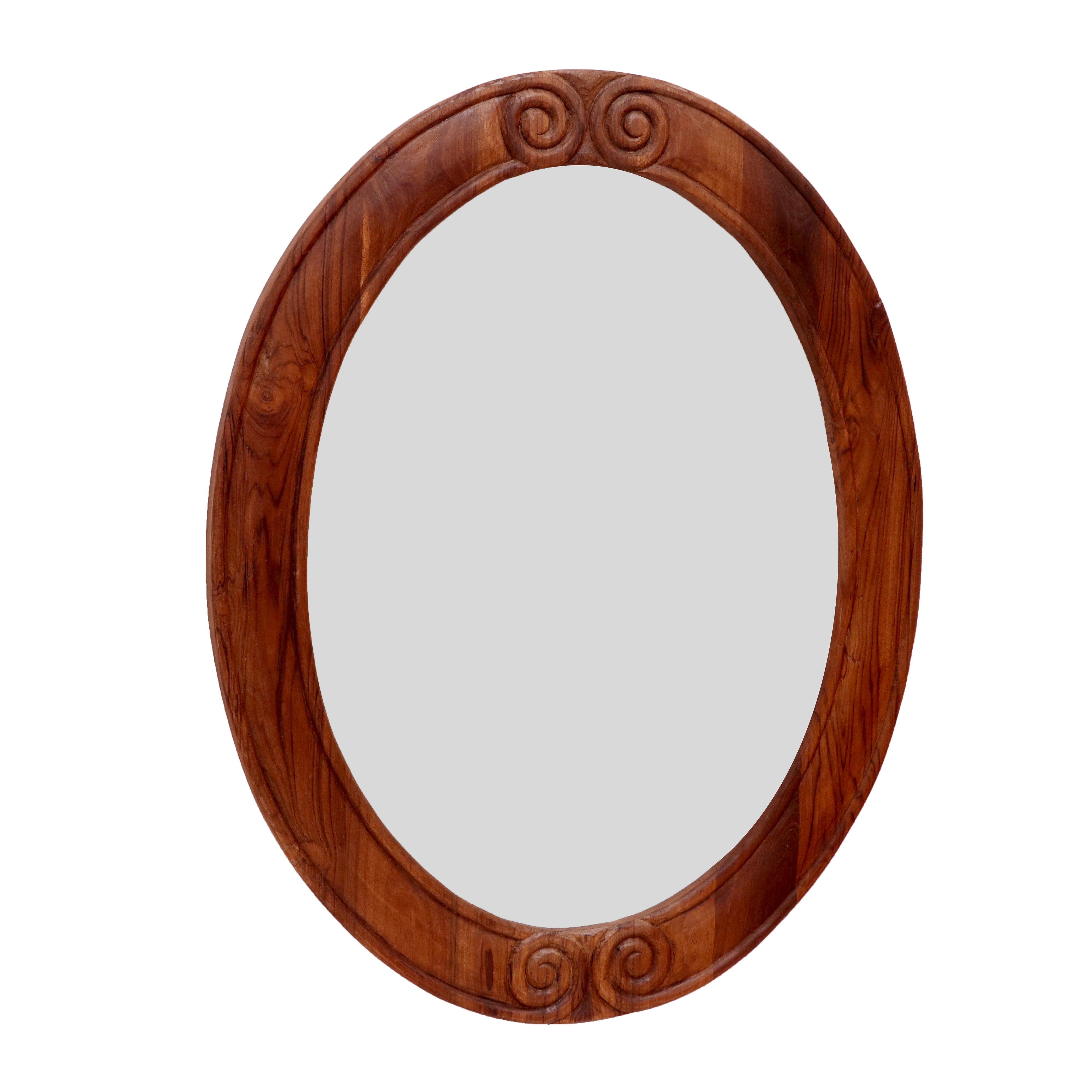 Oval shaped brown tone french wall hanging mirror Mirror