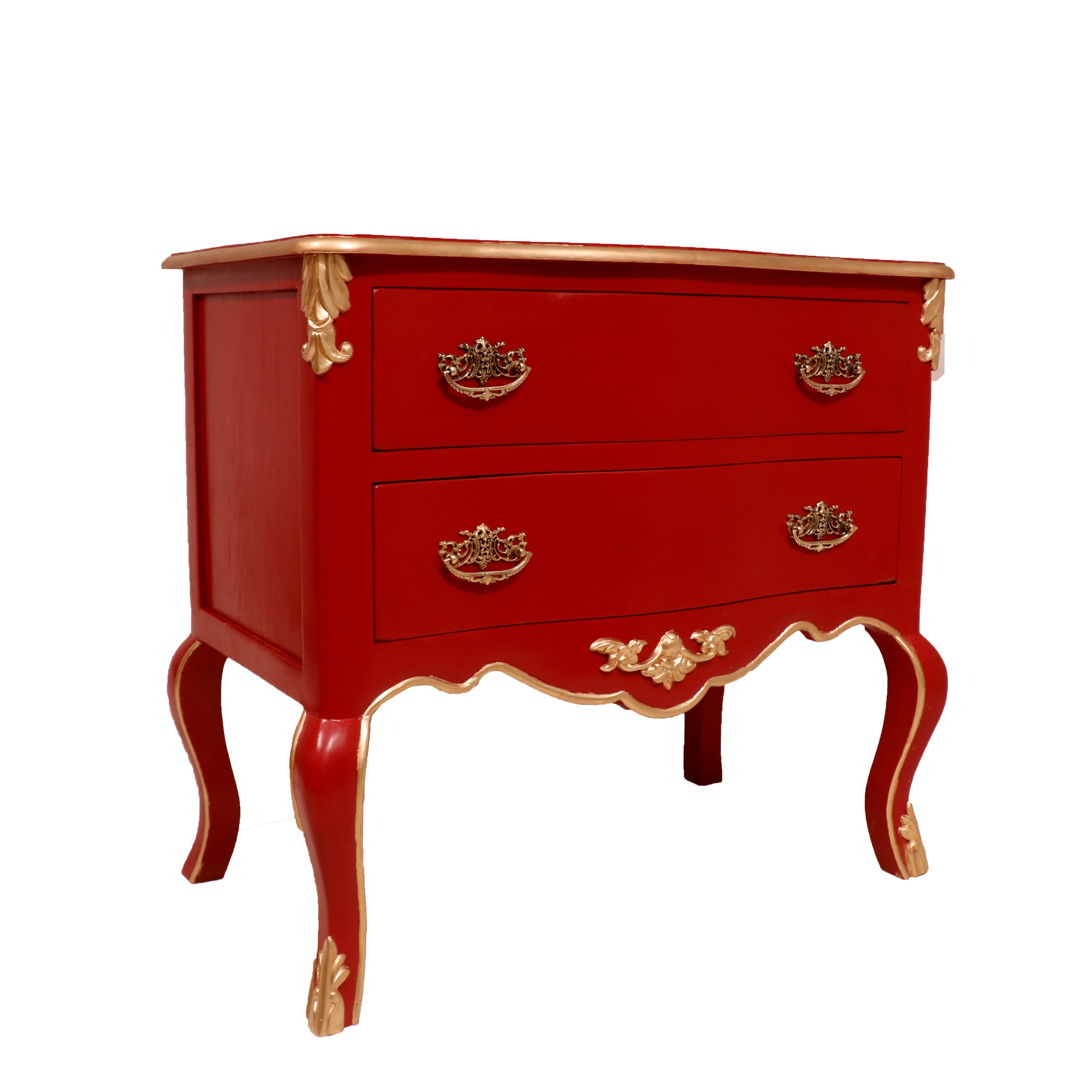Royal Red Two-tiered Chest of Drawers Drawer's Chest