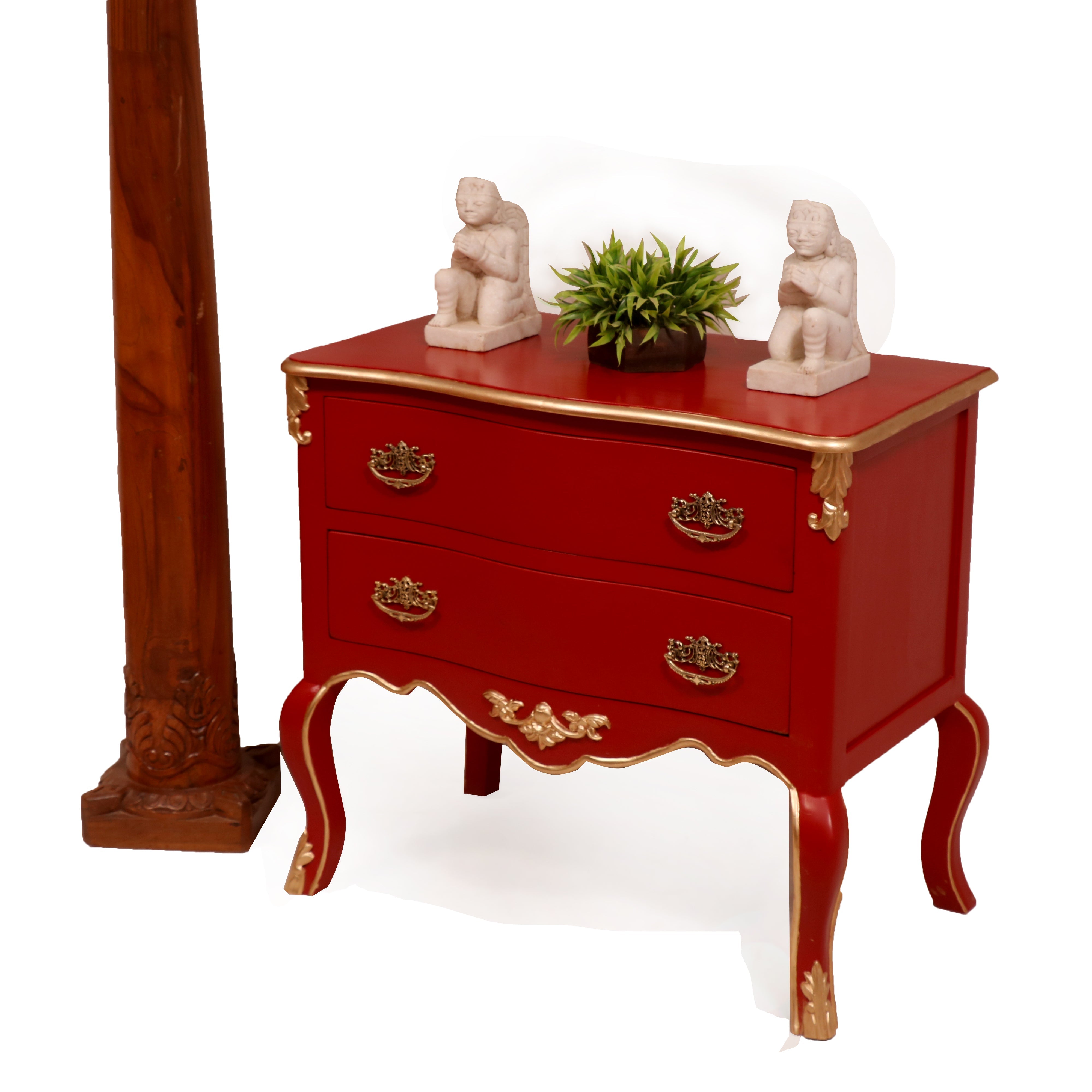 Royal Red Two-tiered Chest of Drawers Drawer's Chest