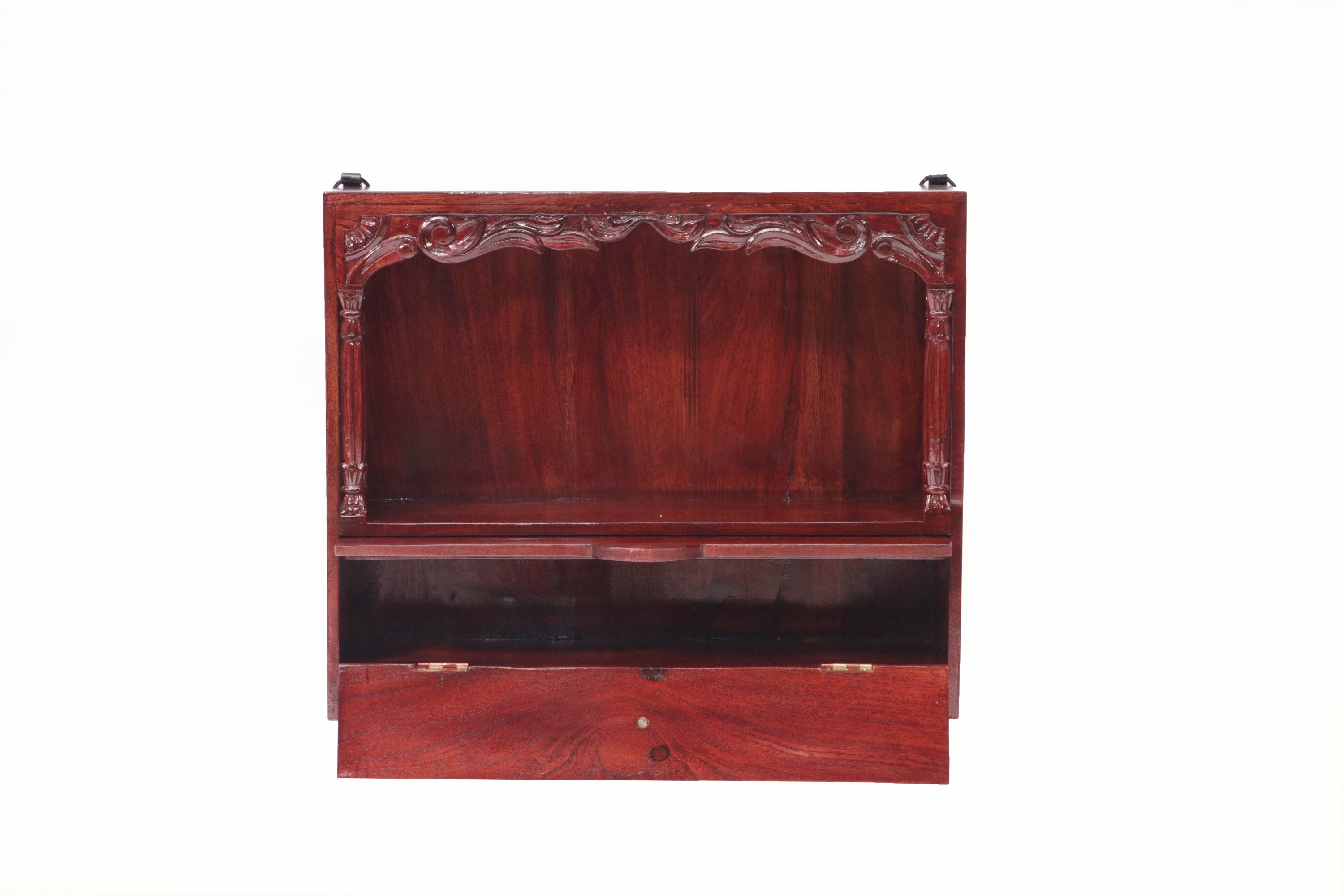 Carved Wall Hanging Temple with 1 Door Drawer & Tray Temple