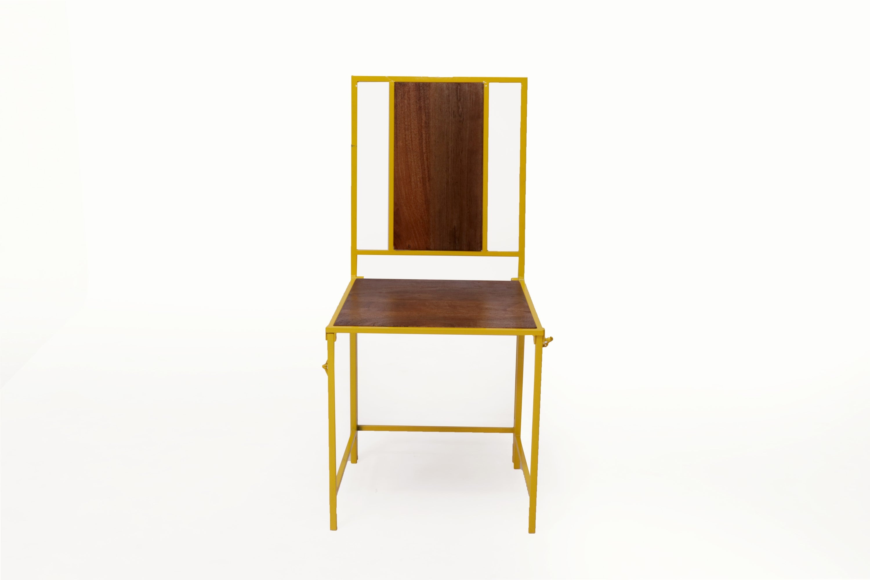 (Set of 2) Yellow Wooden Metallic Dinning Folding Chair Default Title Dining Chair
