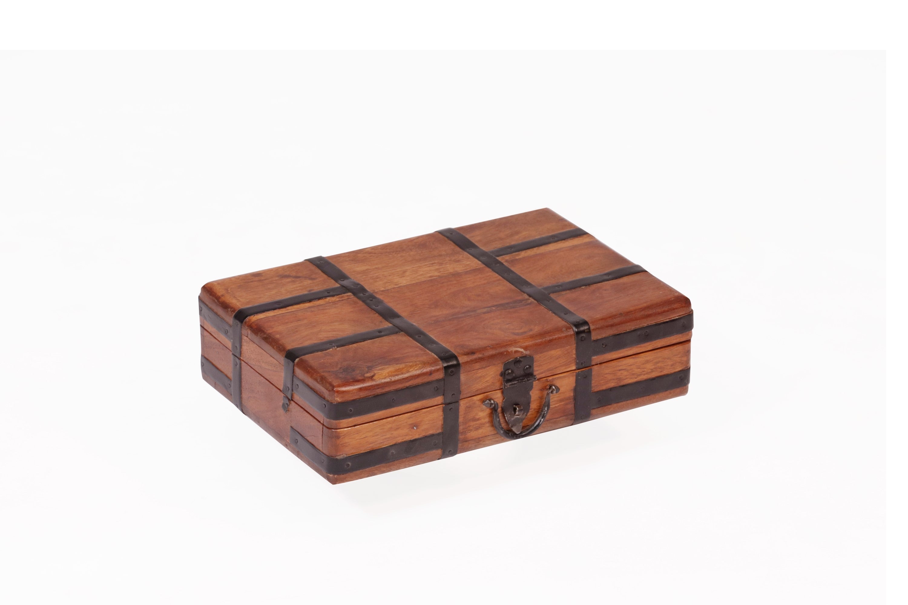 Metal Fitted Wooden Suitcase Small (11.5 x 7.5 x 3 Inch) Wooden Box