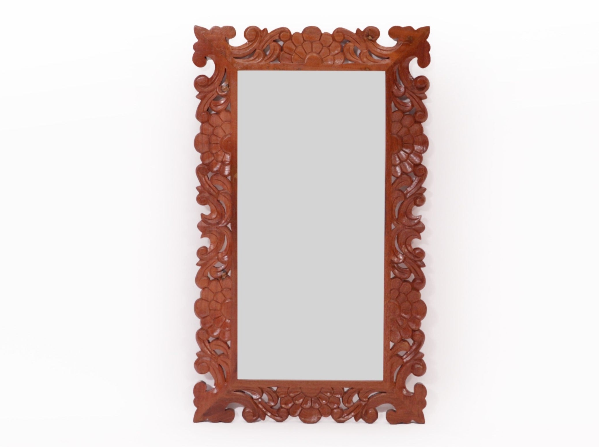 Flower Petal Carved wooden Mirror Mirror