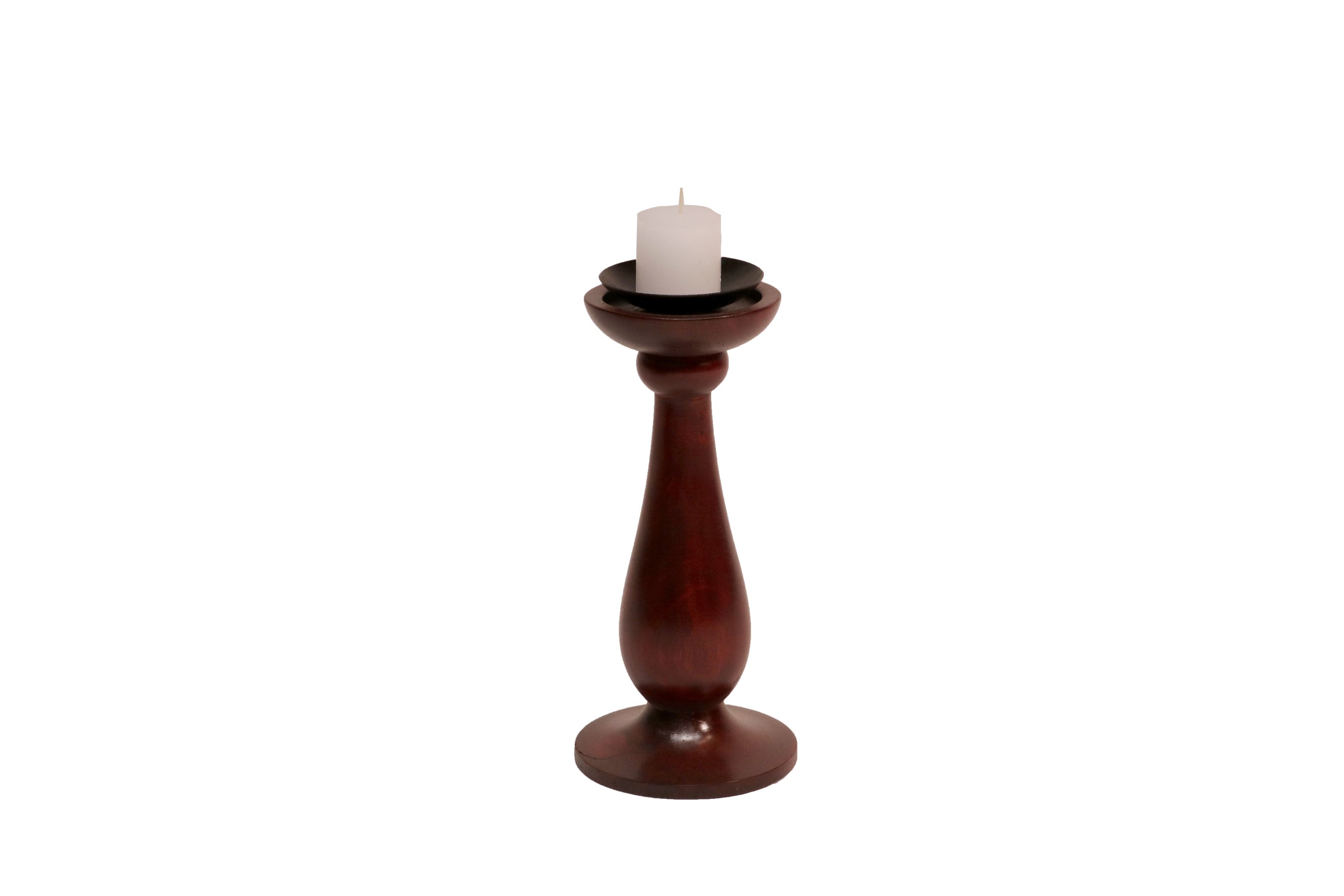Wooden wide base candle holder Medium (5 x 5 x 11 Inch) Candle Holder
