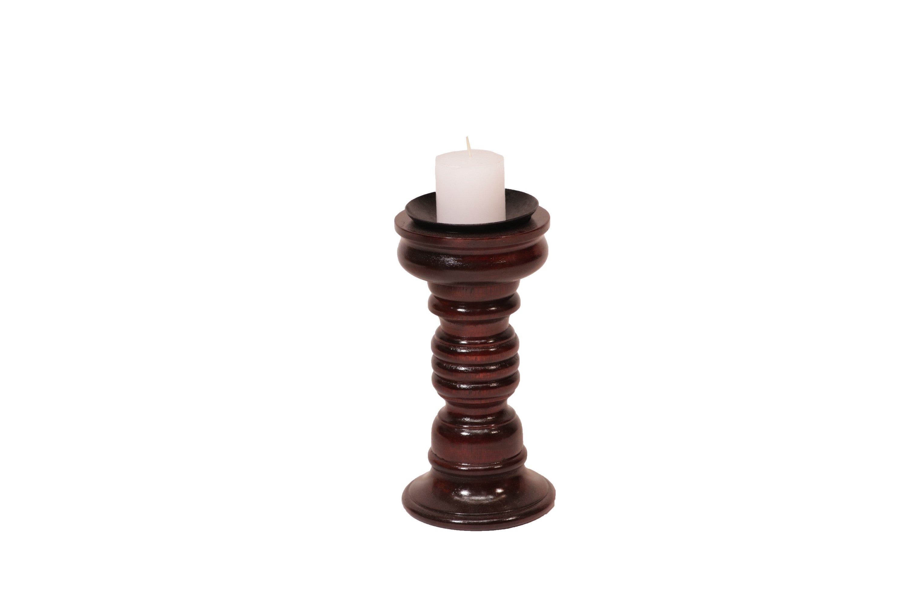 Wooden Risen Ring Candle Holder Small (4 x 4 x 9Inch) Candle Holder