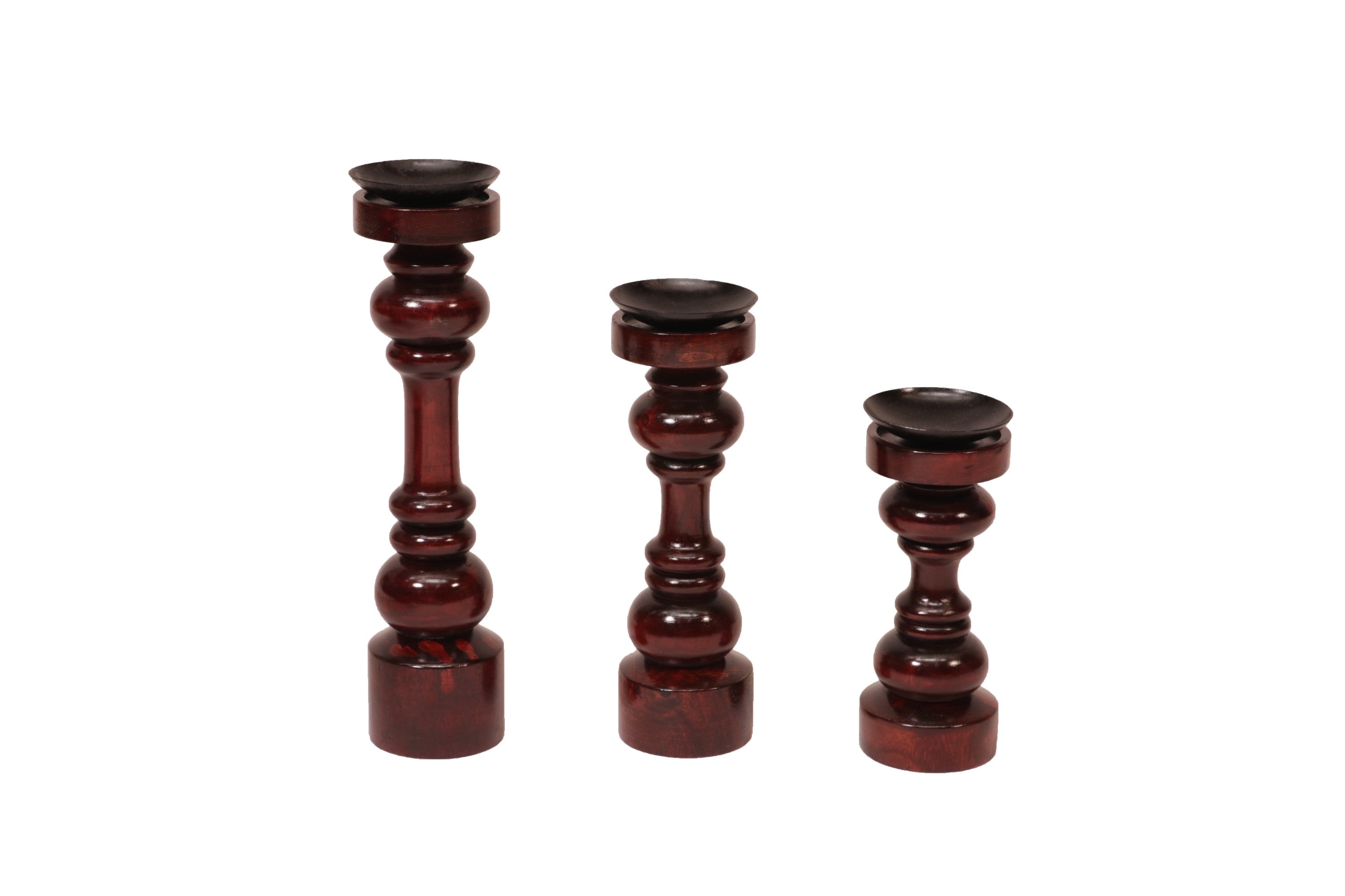 Wooden Double Rings Candle Holder Set of 3 Candle Holder