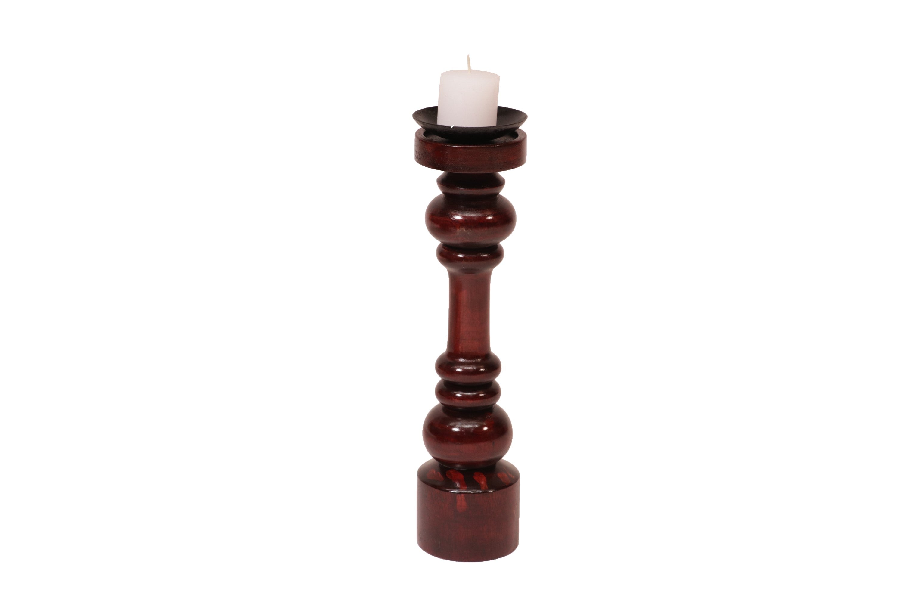 Wooden Double Rings Candle Holder Large ( 3 x 3 x 15 Inch) Candle Holder