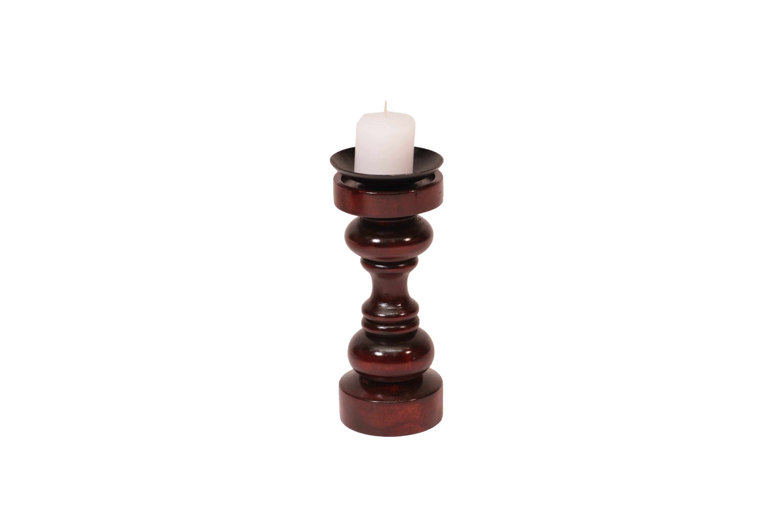 Wooden Double Rings Candle Holder Small ( 3 x 3 x 9 Inch) Candle Holder