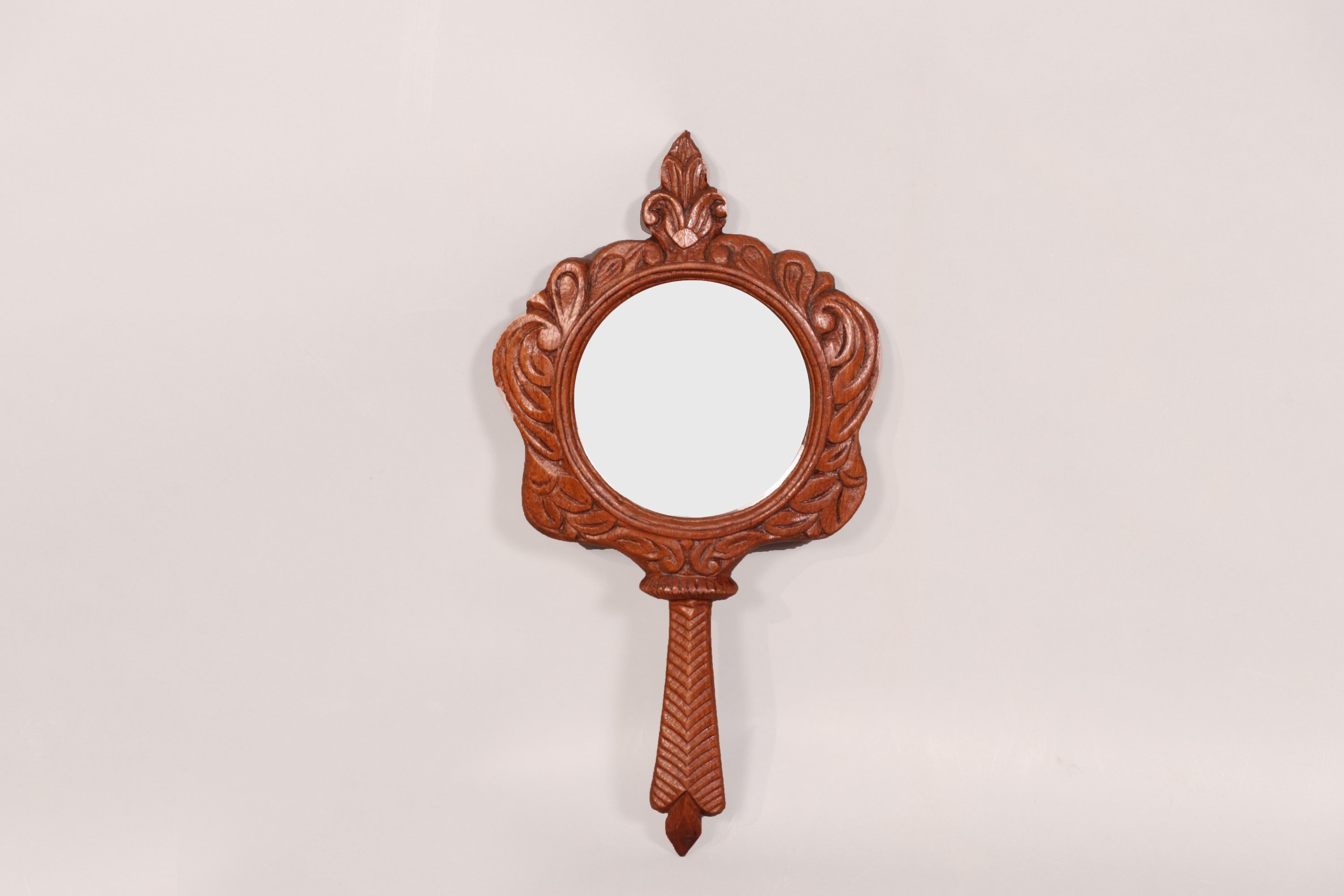 Teak wood Fairy tale hand held mirror Mirror