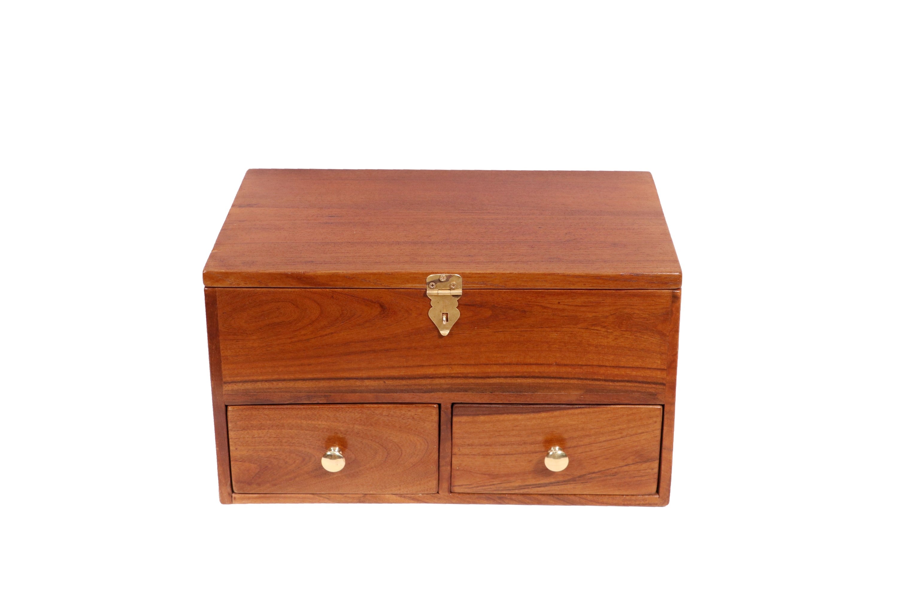 Teak 2 Drawer with multi slot Wooden Box Wooden Box