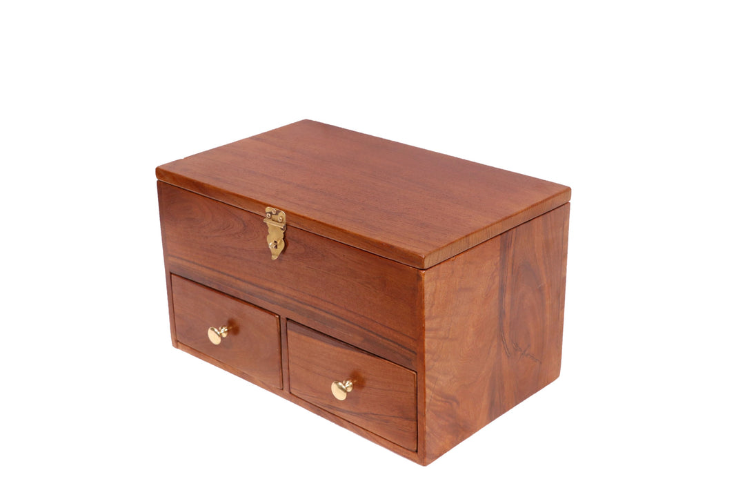 Teak 2 Drawer with multi slot Wooden Box Wooden Box